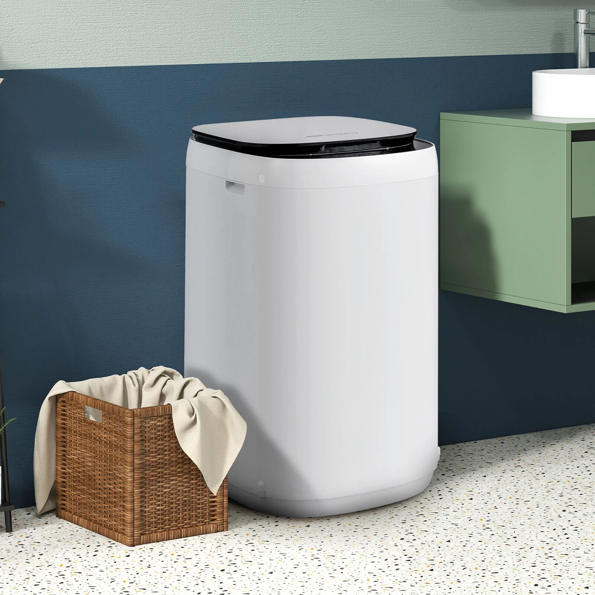 Gymax 7.7 lbs Full Automatic Washing Machine 0.78 Cu.ft Compact Washer & Spinner Combo White
