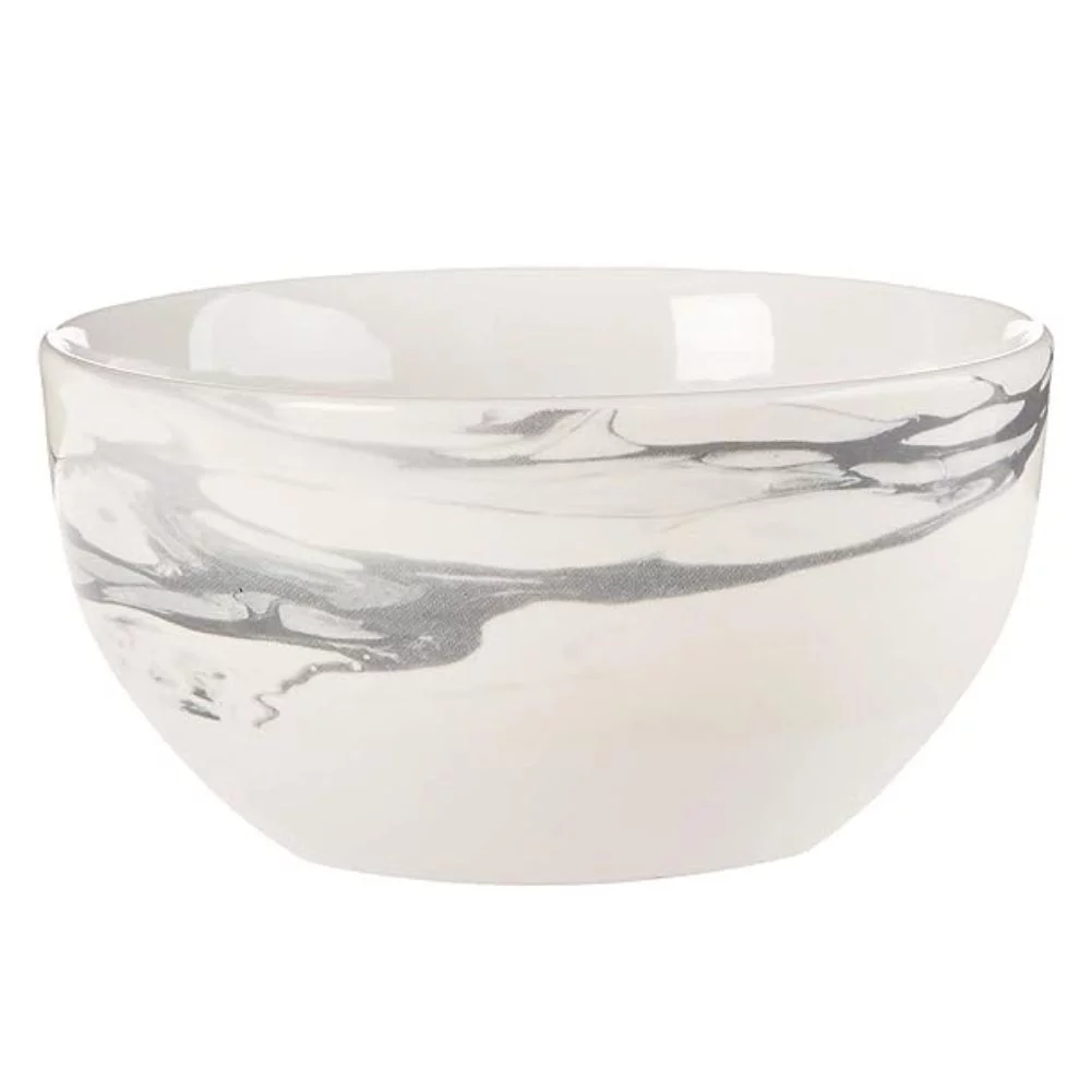 American Atelier, Round, Marble White and Gray, Porcelain Dinnerware Set, 16-Piece