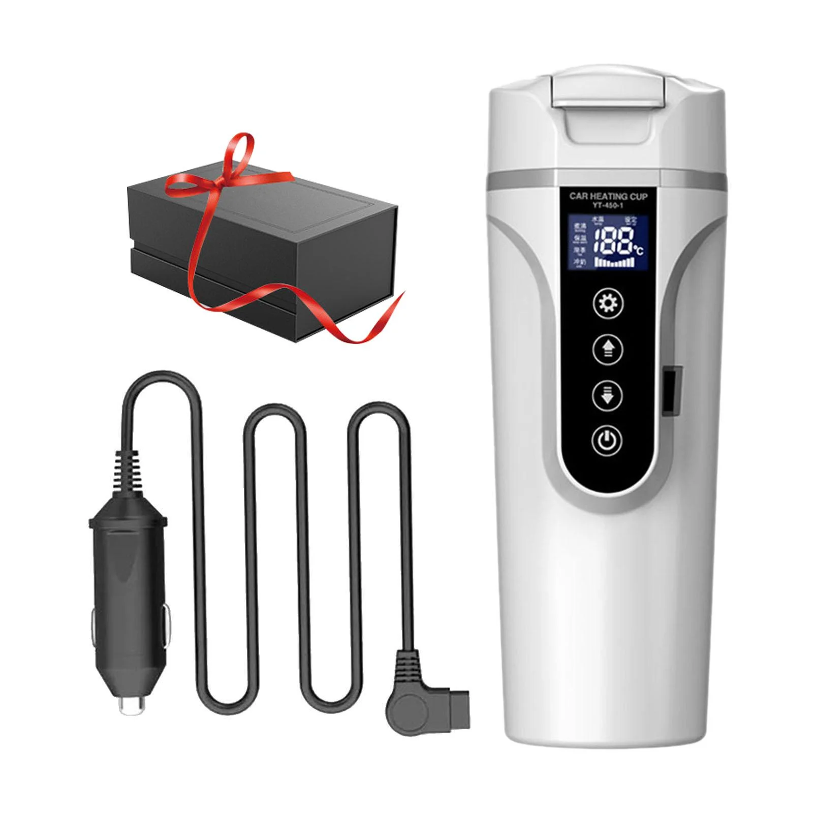 Colcolo 24V/12V Car Traveling Kettle Car Heating Cup Adjustable Temps Travel Coffee Mug Electric Kettle for Vehicles Auto Car Drivers white