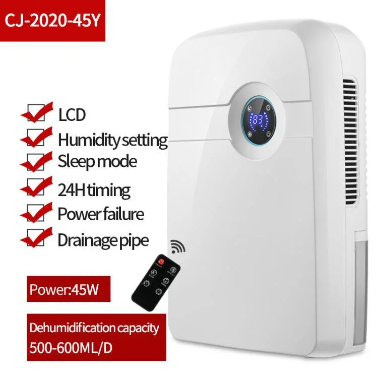 Dehumidifier 2500ml��LED display��Compact, Portable & Quiet - Against humidity and mold in the home, bedroom, bathroom��45W, remote control,