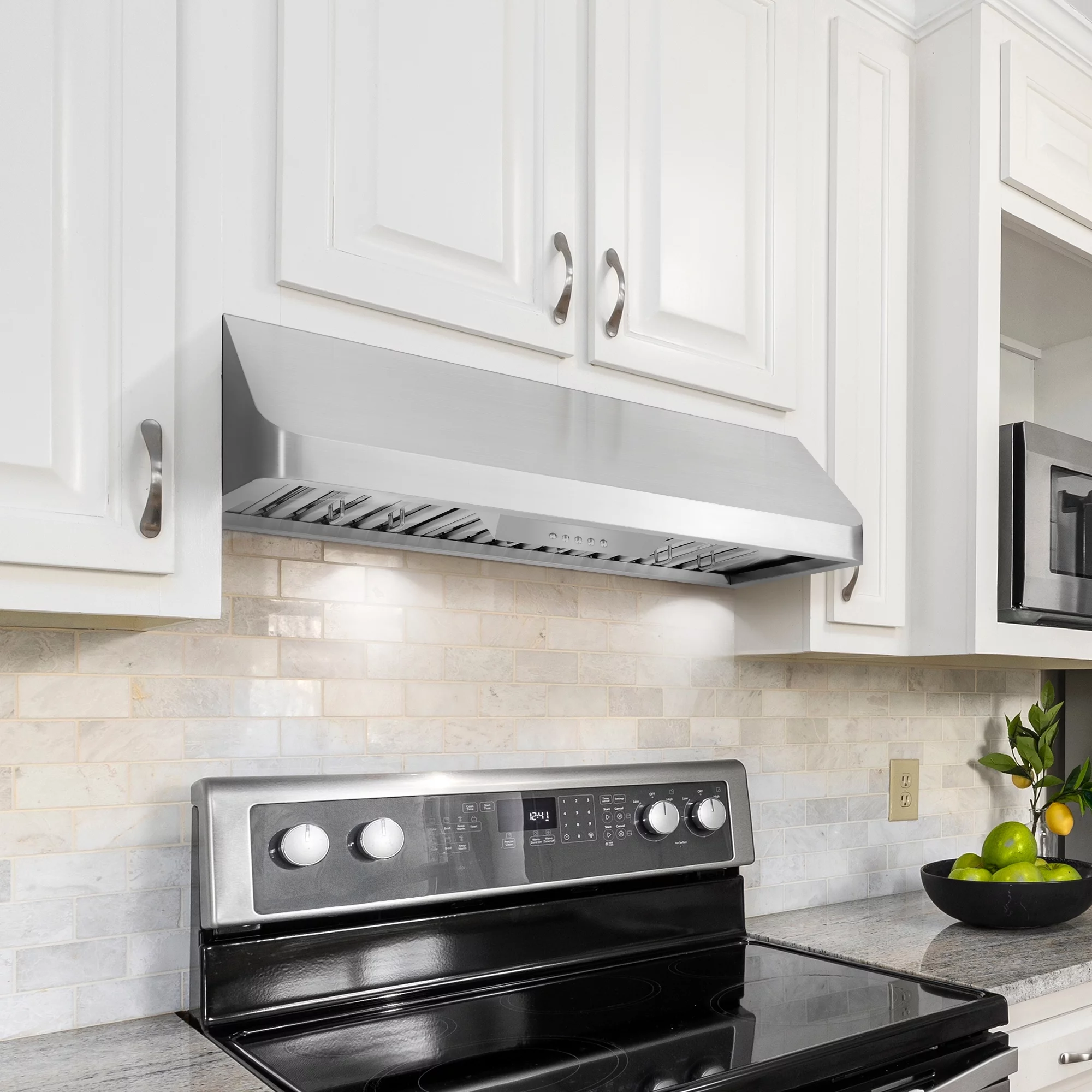 Cosmo 36 in. Ducted Under Cabinet Range Hood in Stainless Steel with Push Button Controls, Permanent Filters, LED Lights