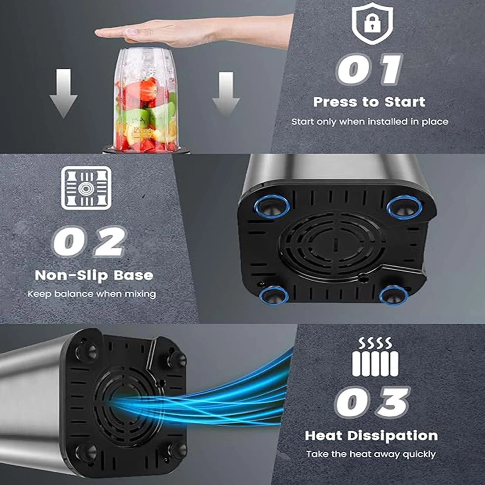 Beainbox 1000W Countertop Blender for Shake and Smoothies, 11 Pieces Kitchen Blender with 6 Blades & 2 Glass Jar & Travel Cup for Protein Drinks