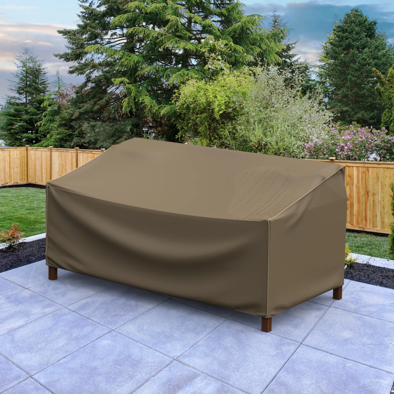Budge 79'Wx37'L Black and Tan Patio Sofa Cover, StormBlock? Hillside