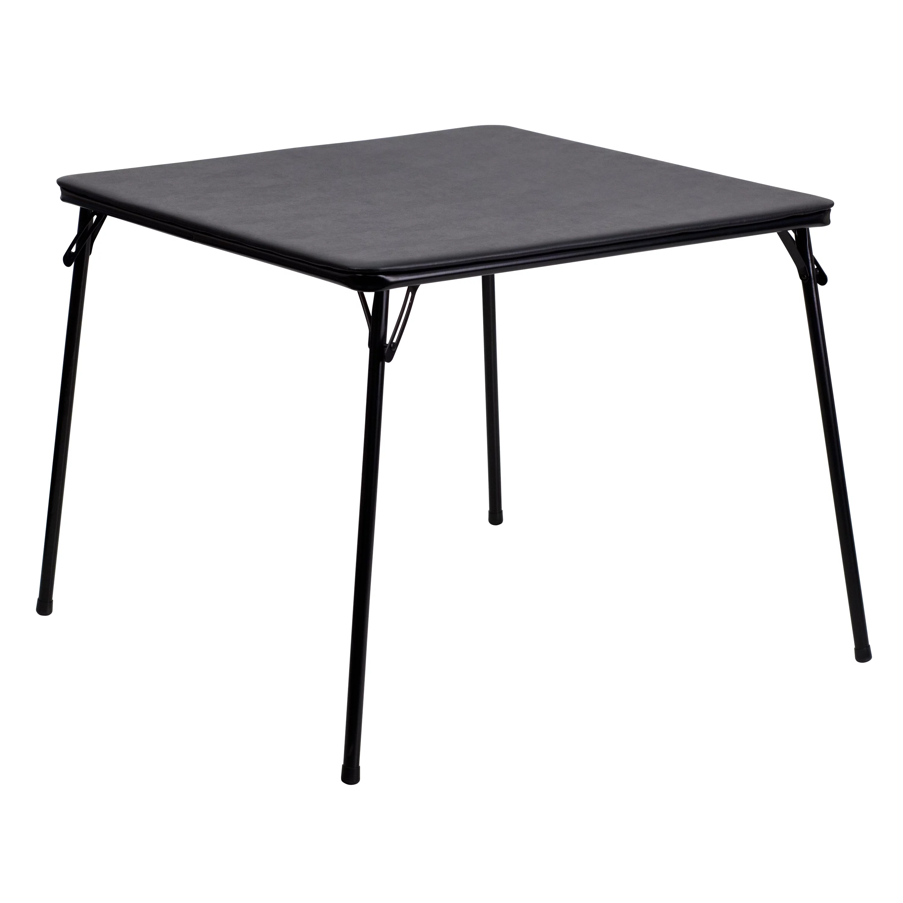 BizChair Black Folding Card Table - Lightweight Portable Table with Collapsible Legs