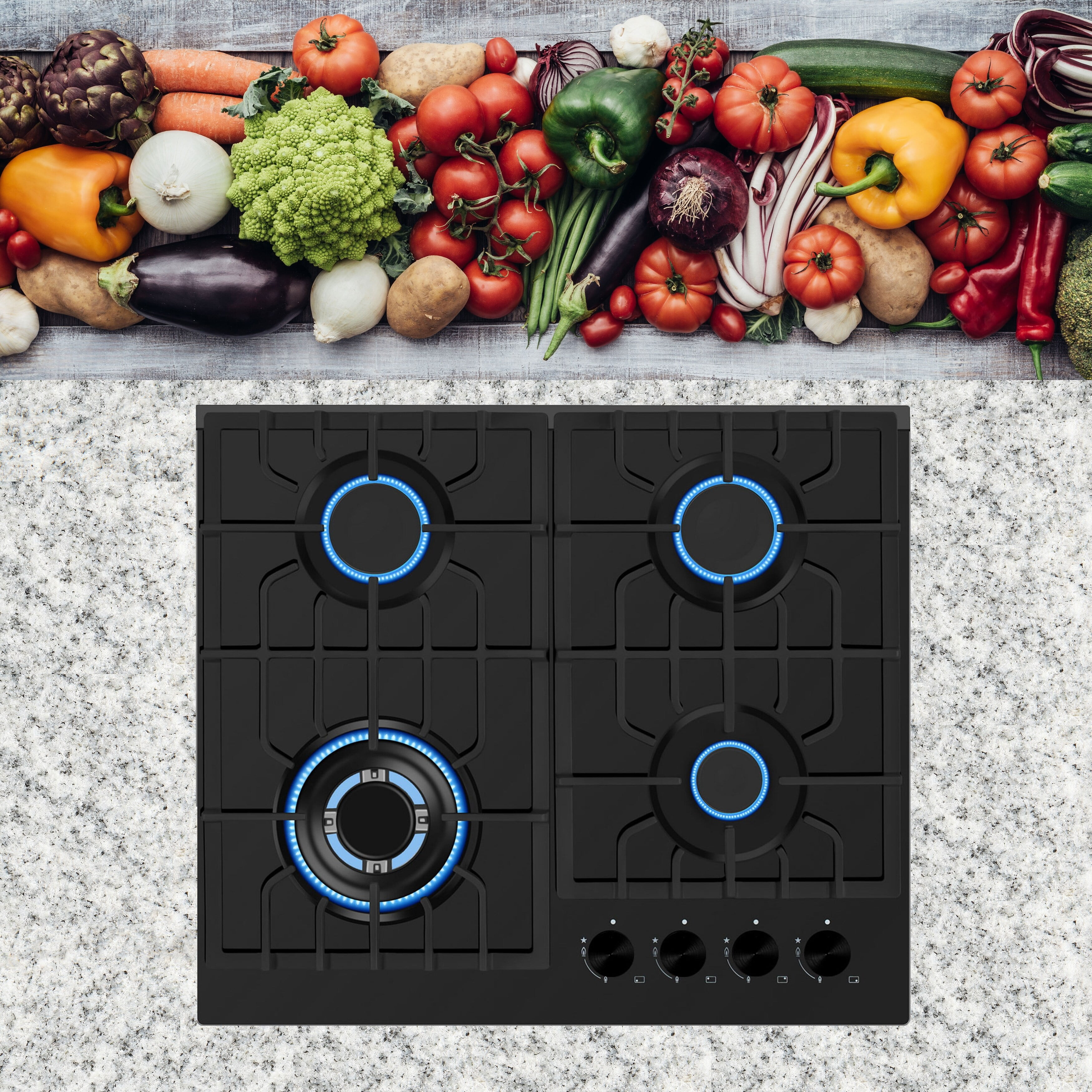 Empava 2 Piece Kitchen Appliances Packages Including 24' Gas Cooktop and 30' Wall Mount Range Hood
