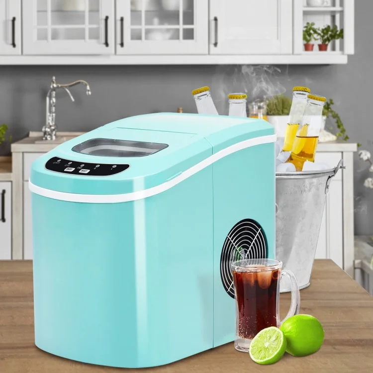 Canddidliike Mini Portable Compact Electric Ice Maker Machine-Green, Electric Portable Compact Countertop Automatic Ice Cube Maker Machine for Home/Kitchen/Office