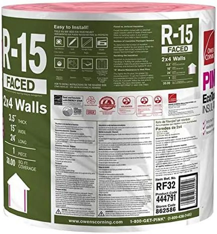 Faced Fiberglass Insulation Roll 15 In. X 24 Ft. **(Packed By Eagle Electronics)