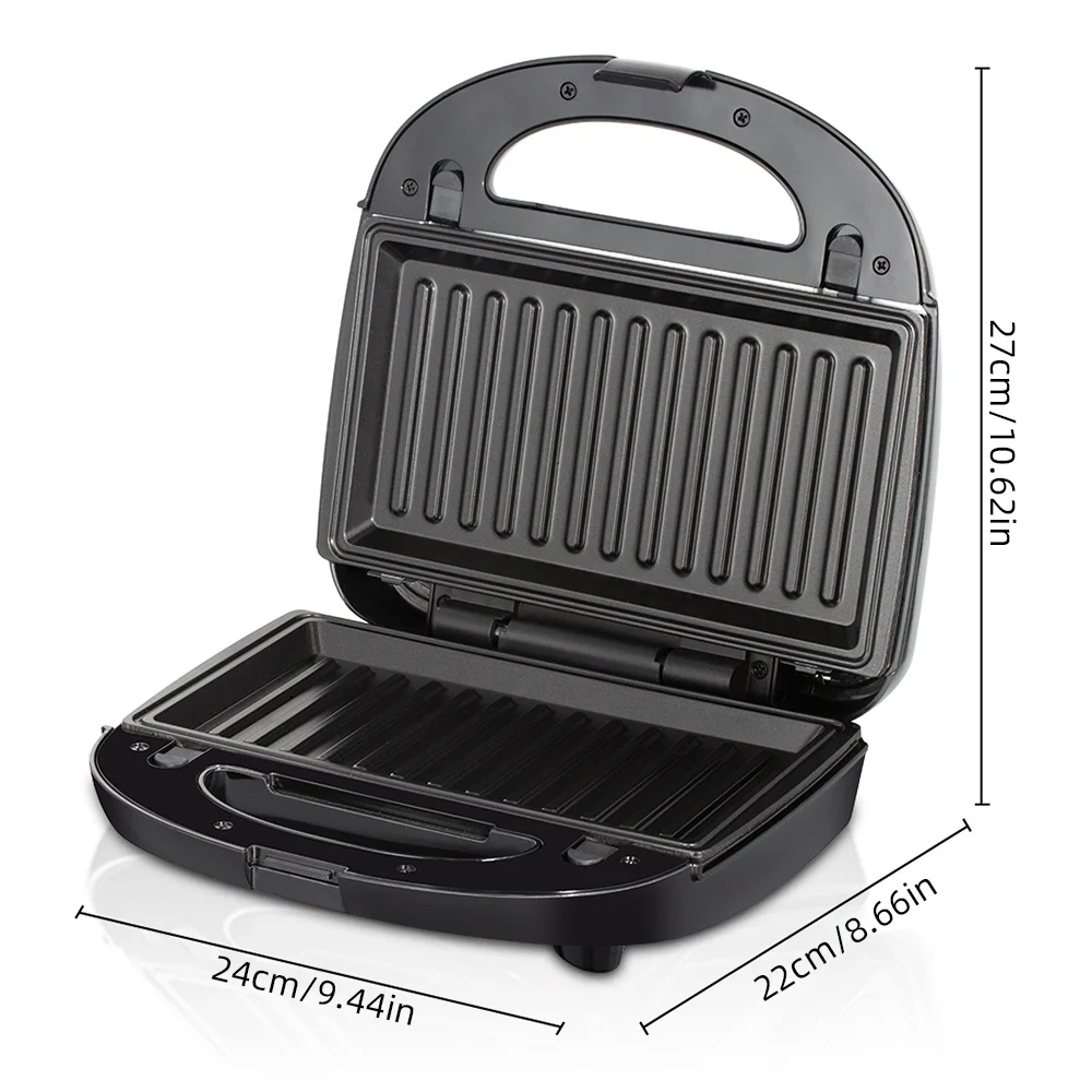 3 in 1 Electric Sandwich Maker Breakfast Machine with 3-set Removable Non-stick Plates Double-Sided Heating Waffle Maker Donut Maker Panini Press Grill