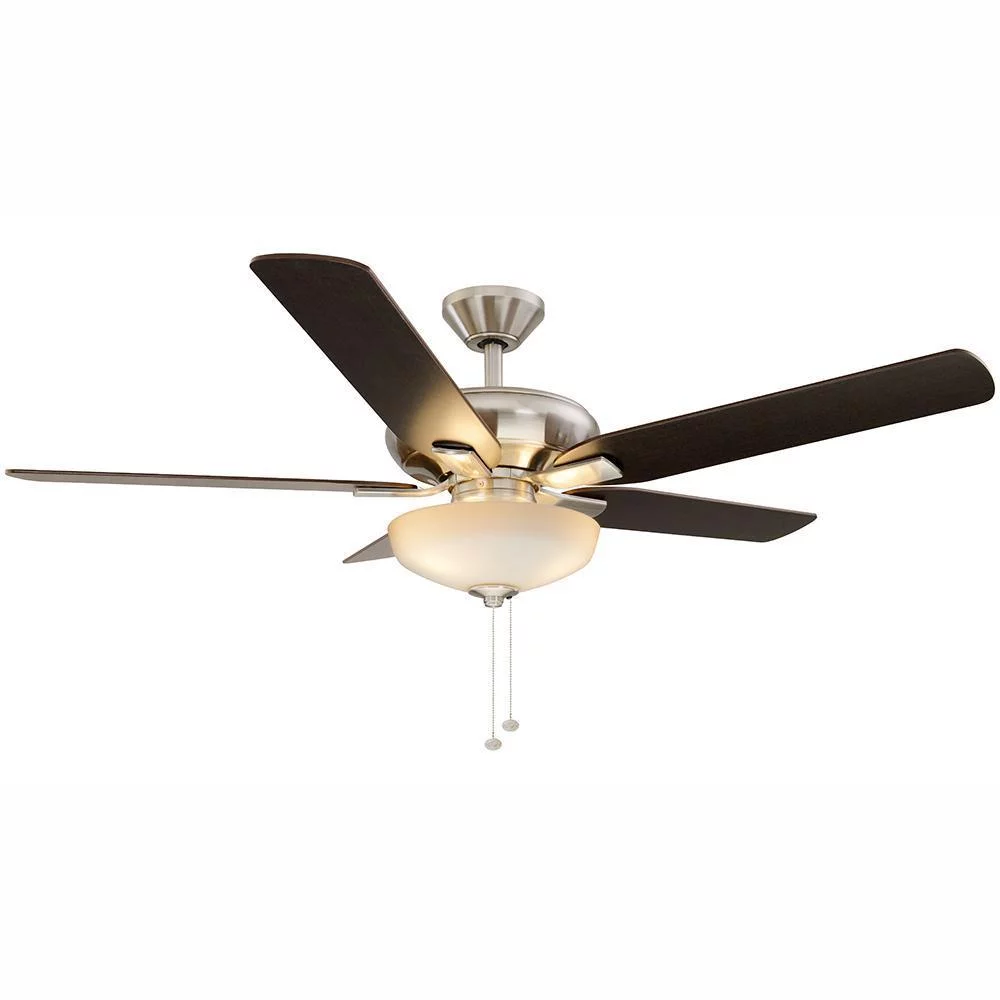 Hampton Bay Holly Springs 52 in. LED Indoor Brushed Nickel Ceiling Fan
