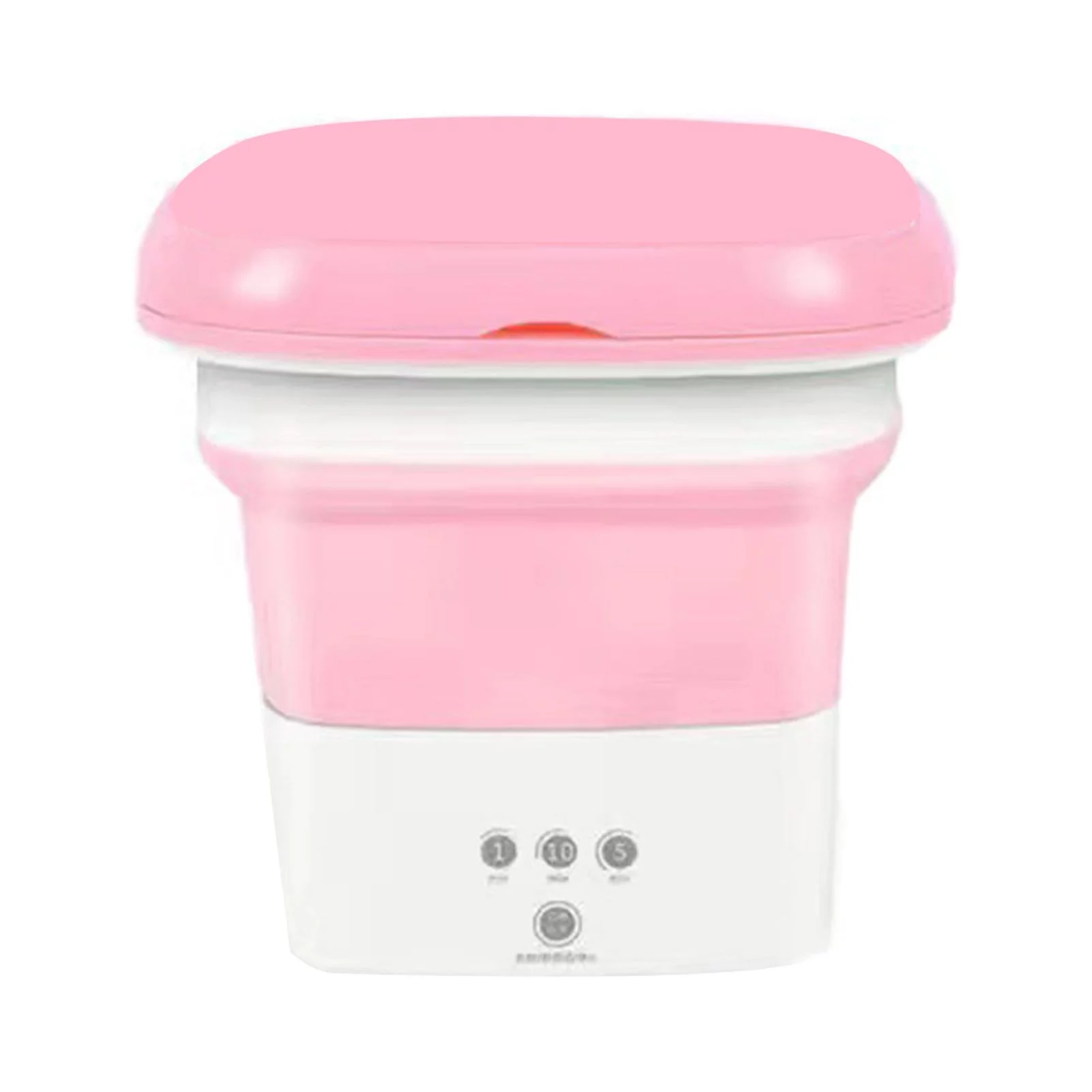 Anvazise 1 Set Washing Machine with Handle Timing Button Touch Control Foldable Labor Saving Large Capacity Laundry Machine Home Supply Pink One Size