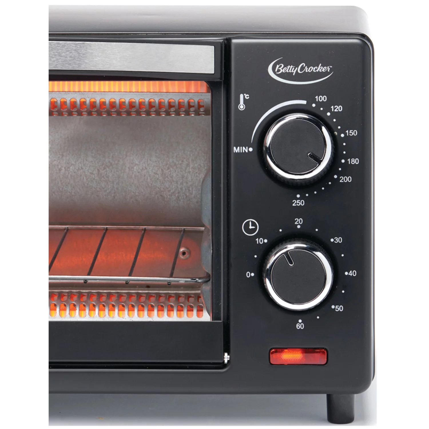 Betty Crocker BC-1664CB 2-Slice Compact Toaster Oven with Drop Down Crumb Tray, Black