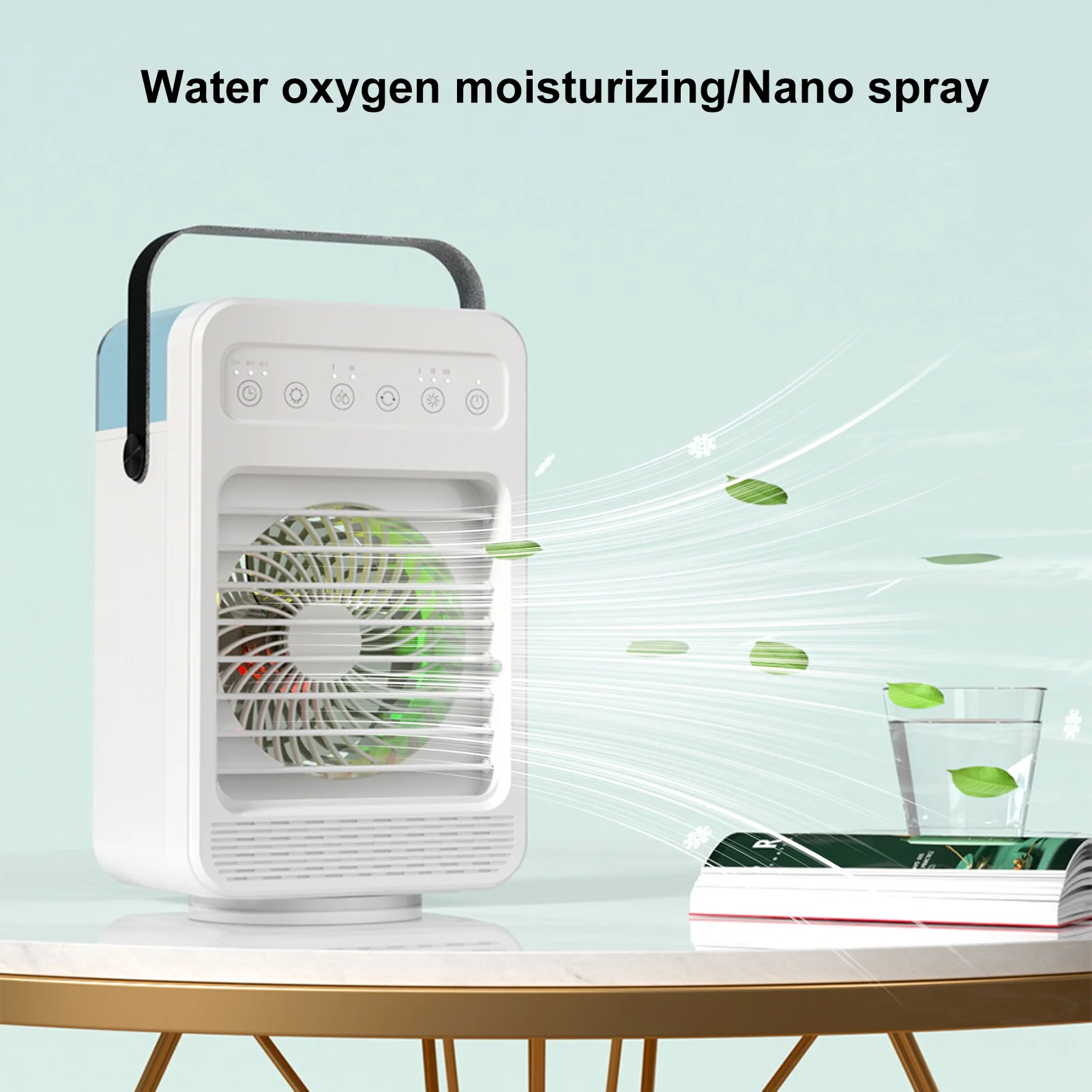 Chicmine Portable Air Conditioner Fan with 600ml Water Tank Low Noise Adjustable Wind Speeds Desktop Personal Humidifier Fan Home Supplies