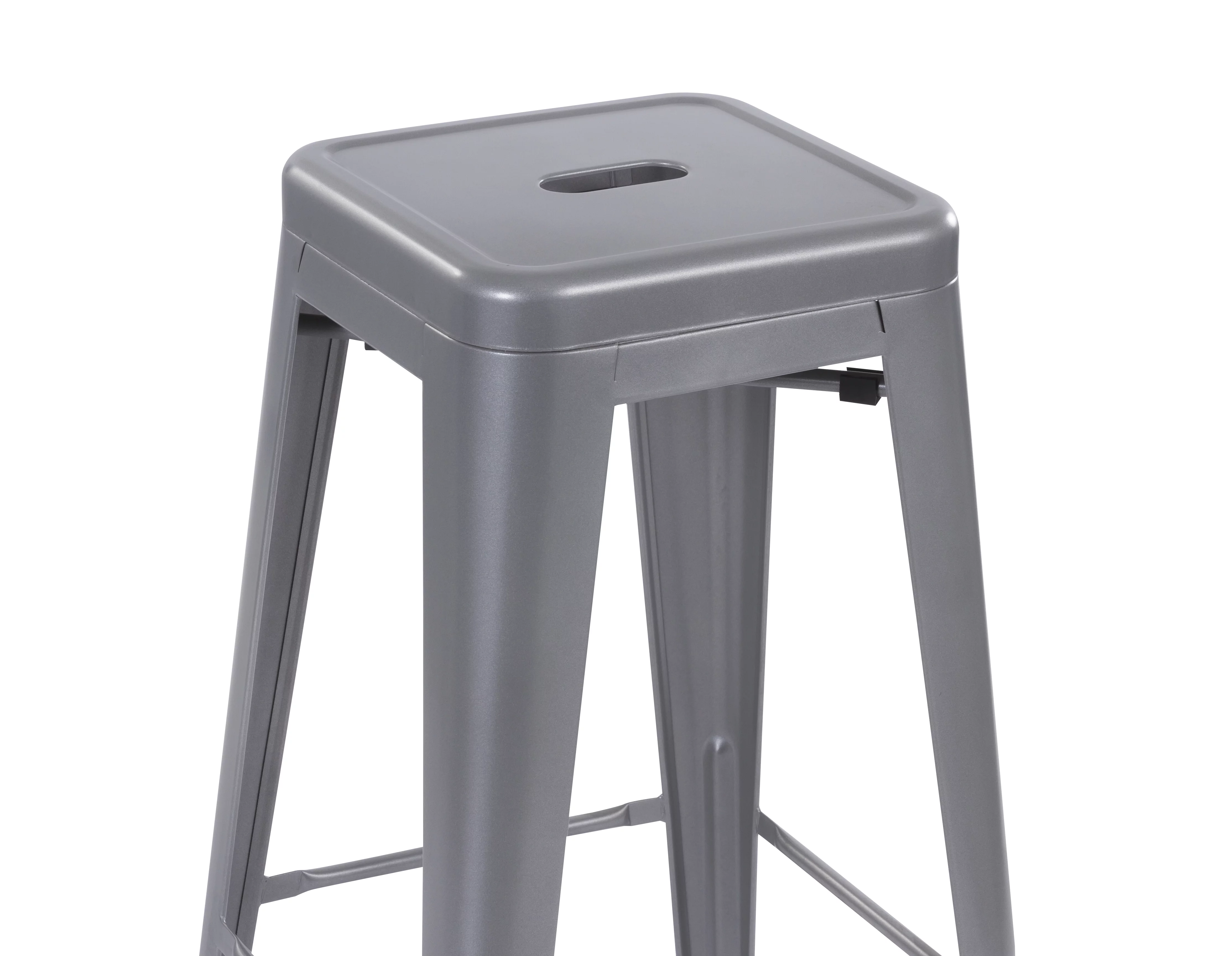 Howard 30inch Metal Stackable Barstool, Set of 4, Silver Color for Indoor