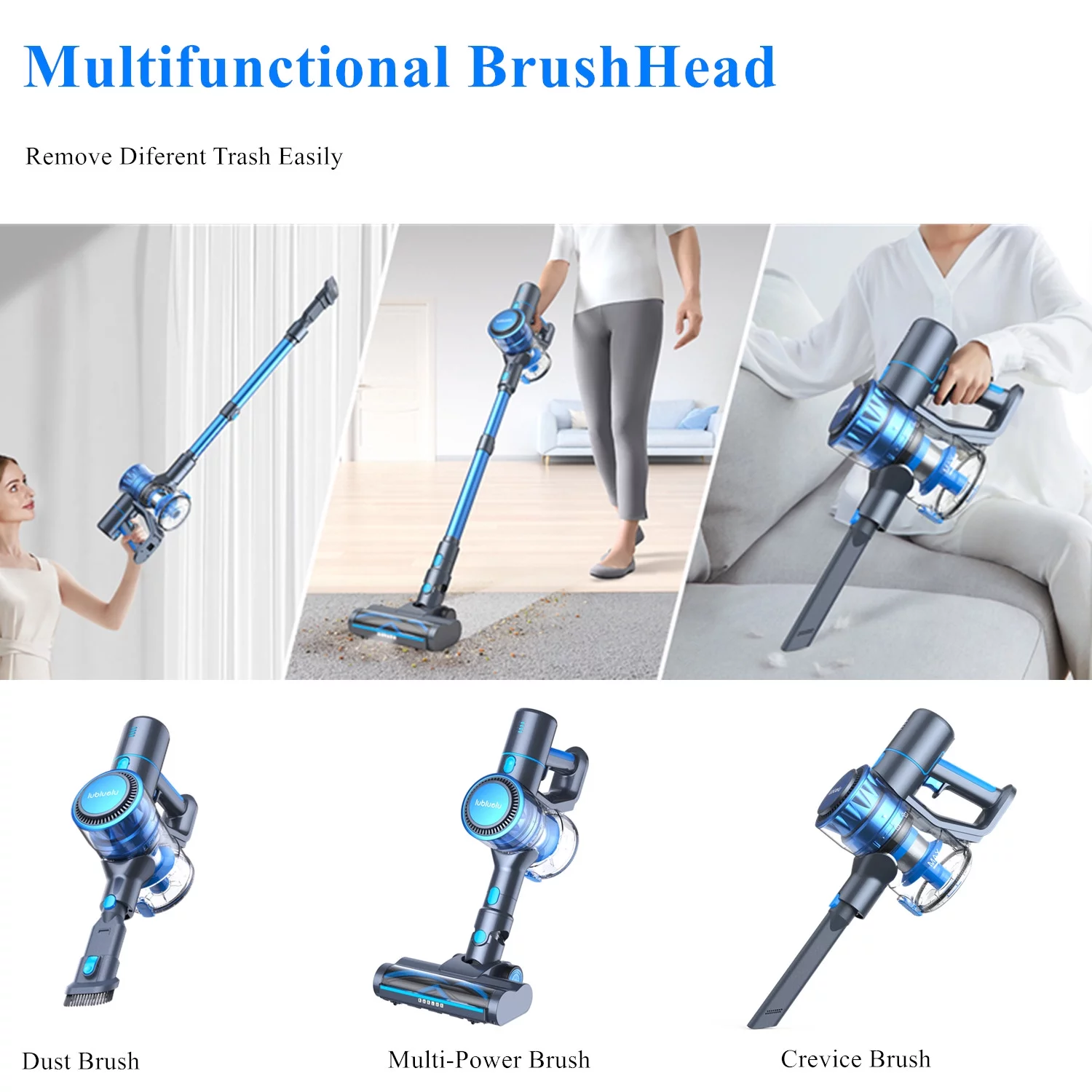 Cordless Vacuum Cleaner Home 23KPa Powerful Suction Cordless Stick Vacuum
