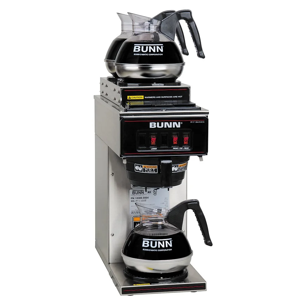 BUNN VP17-3SS2U Pourover Commercial Coffee Brewer with One Lower and Two Upper Warmers, Stainless Steel