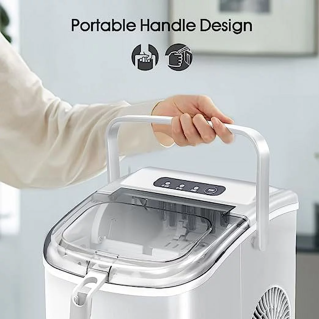 KISSAIR Portable Ice Maker Machine with Handle,26Lbs/24H,bullet-shaped ice cubes