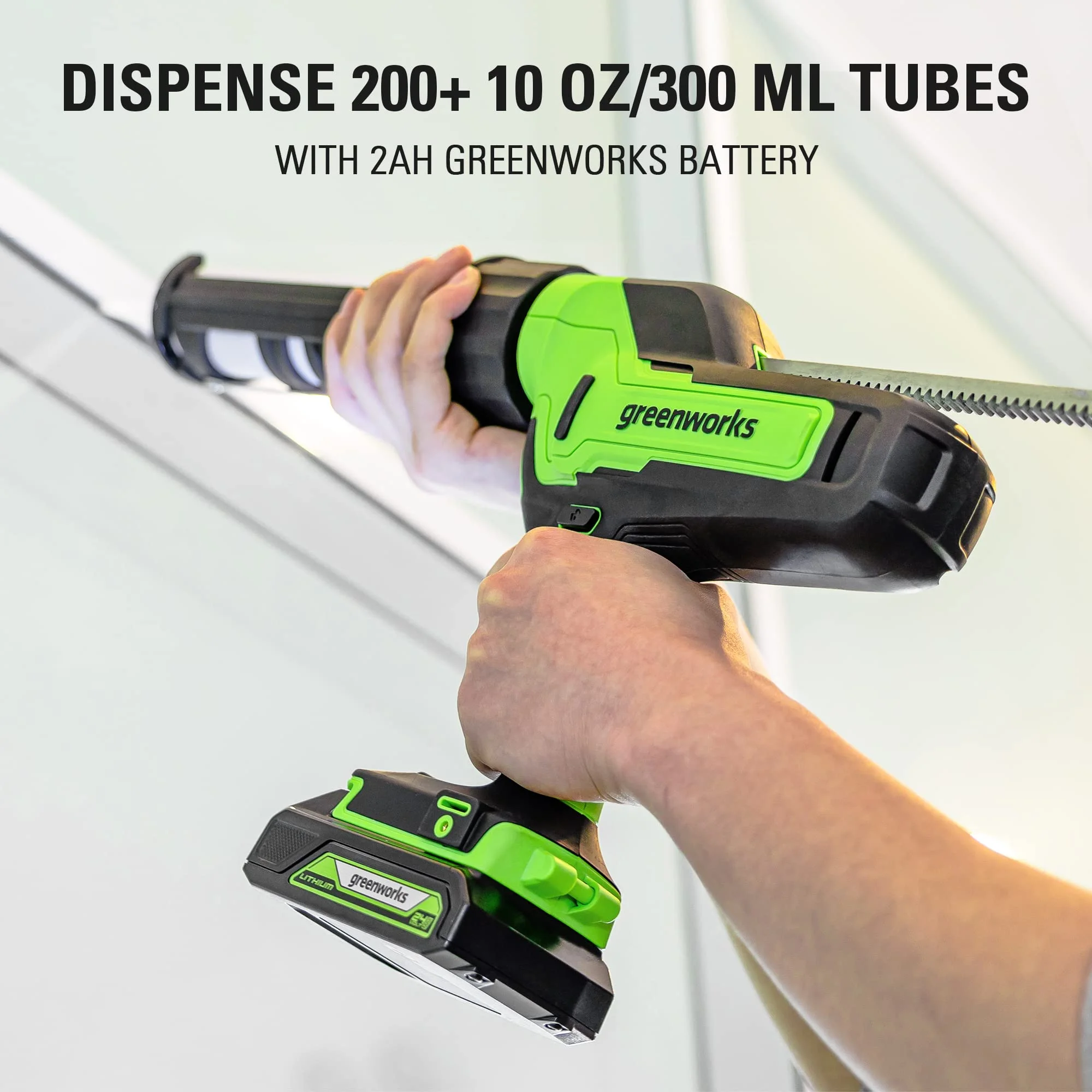 Greenworks 24V Cordless Caulk Gun 6-Speed Anti-Dripping with 2Ah USB Battery and 2A Charger