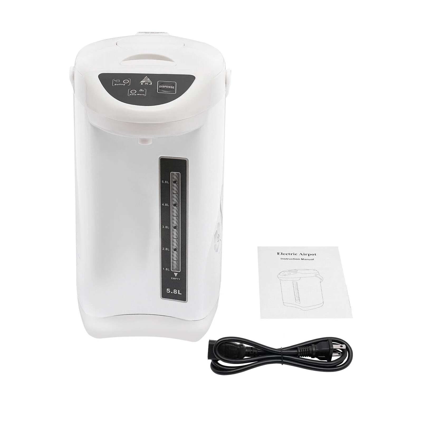 4L/135oz White Electric Kettle Water Boiler 304 Stainless Steel W/ Removable Water Tank