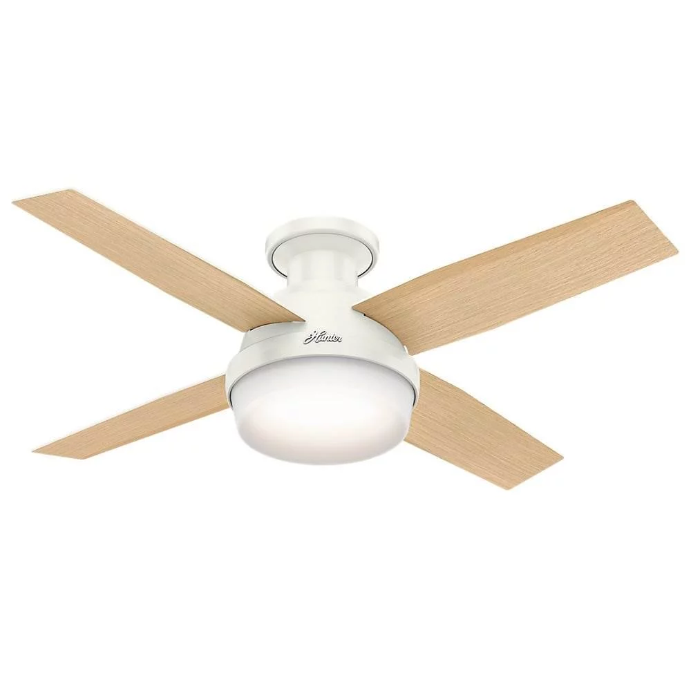 Hunter 44 Inch Dempsey Low Profile Fresh White Ceiling Fan with Light & Remote