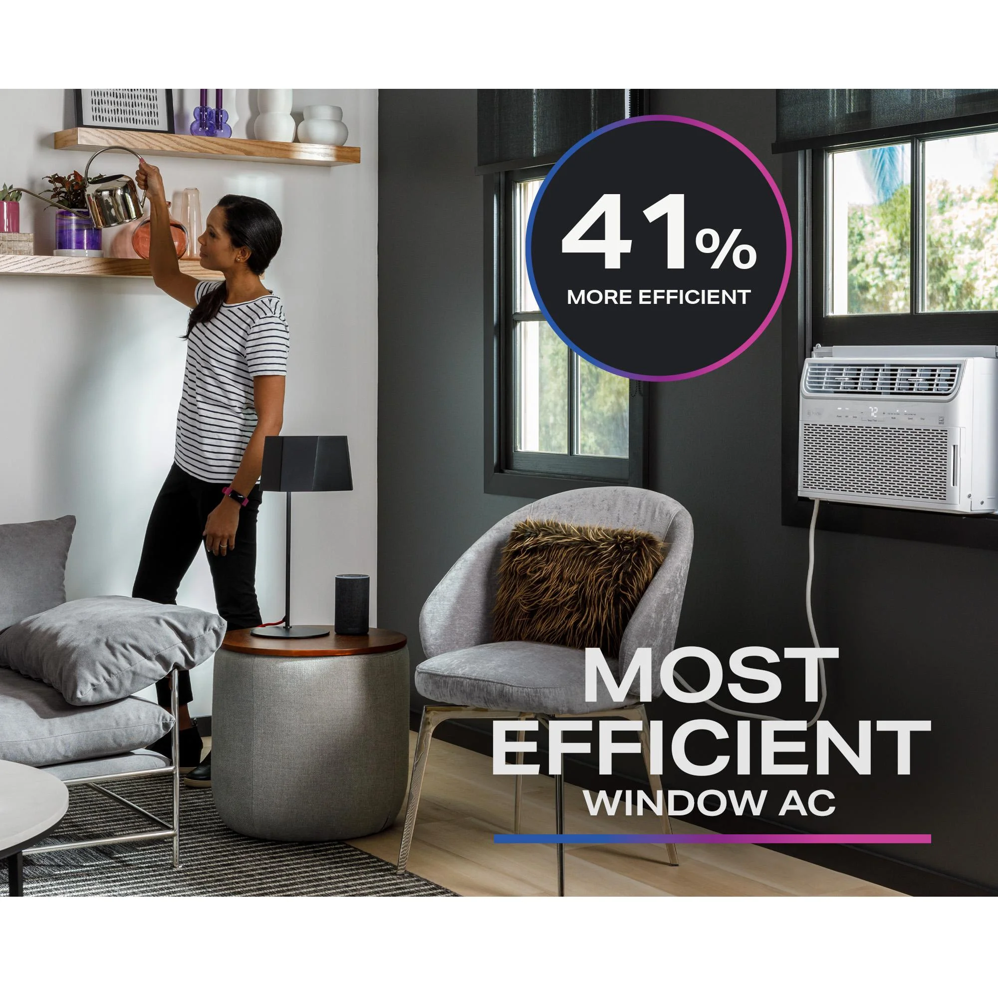 GE 10,000 BTU 110V Smart Window-Mounted Air Conditioner with Wi-Fi