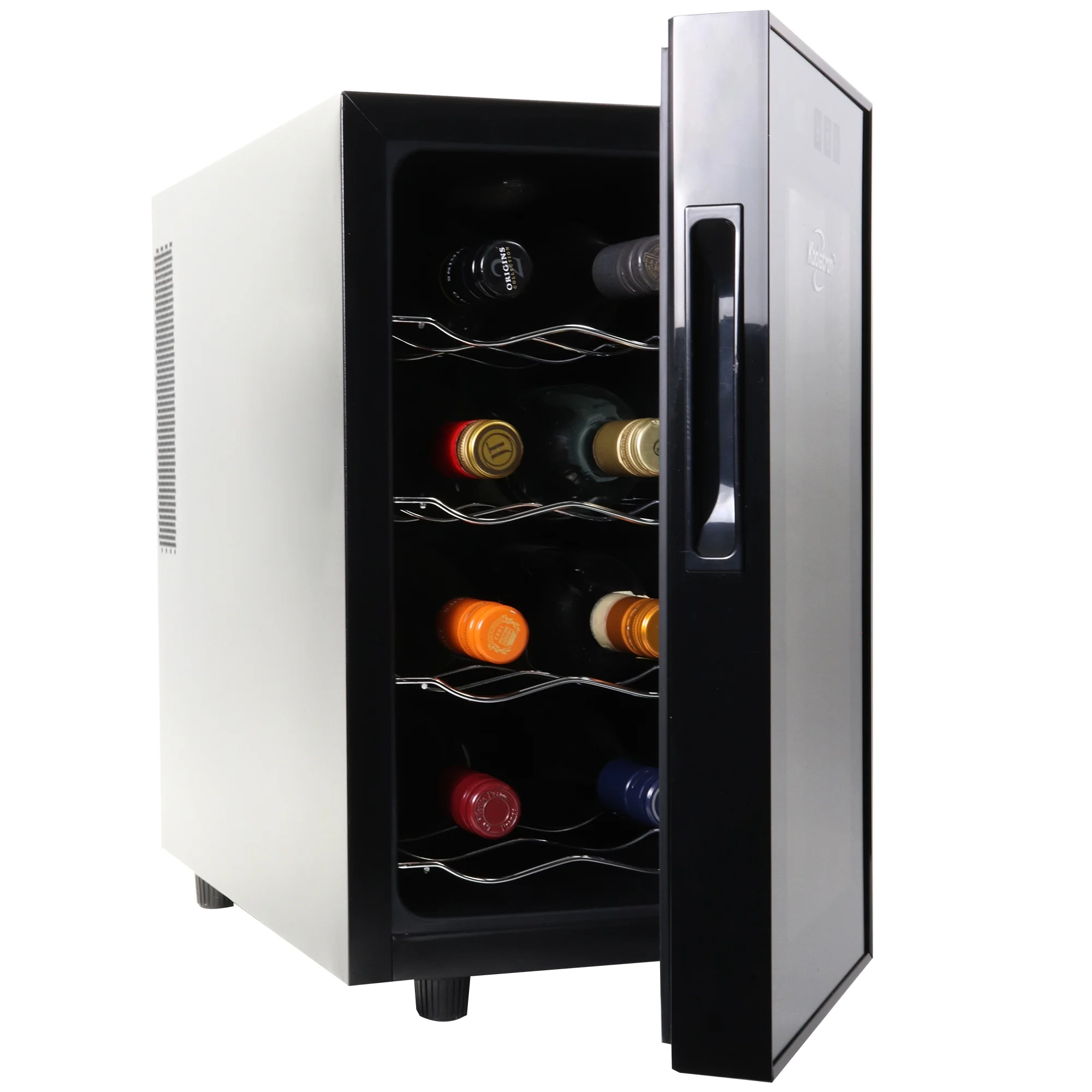 Koolatron Series 8 Bottle Wine Cooler, Black, Thermoelectric Wine Fridge, 0.8 cu. ft. (23L), Freestanding Wine Cellar, Red, White and Sparkling Wine Storage for Small Kitchen, Apartment, Condo, RV