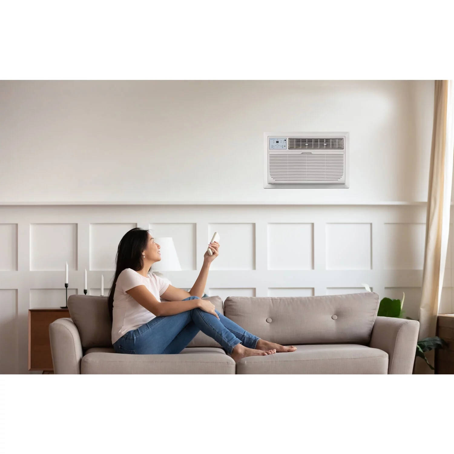 Keystone 8,000 BTU 115-Volt Through-the-Wall Air Conditioner with Remote, White, KSTAT08-1C