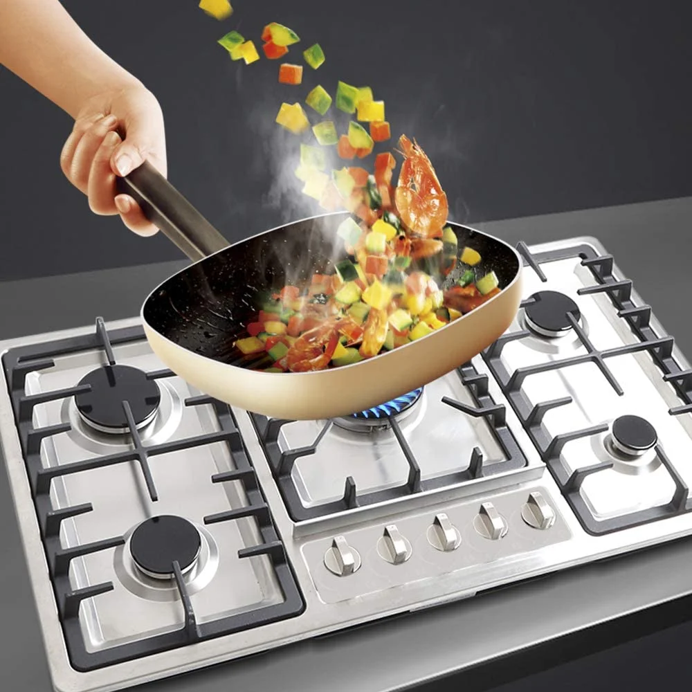 ANQIDI Kitchen Gas Cooktop, 34' x 20' Stainless Steel Burners Stove 5 Burners Built in NG/LPG Gas Stove