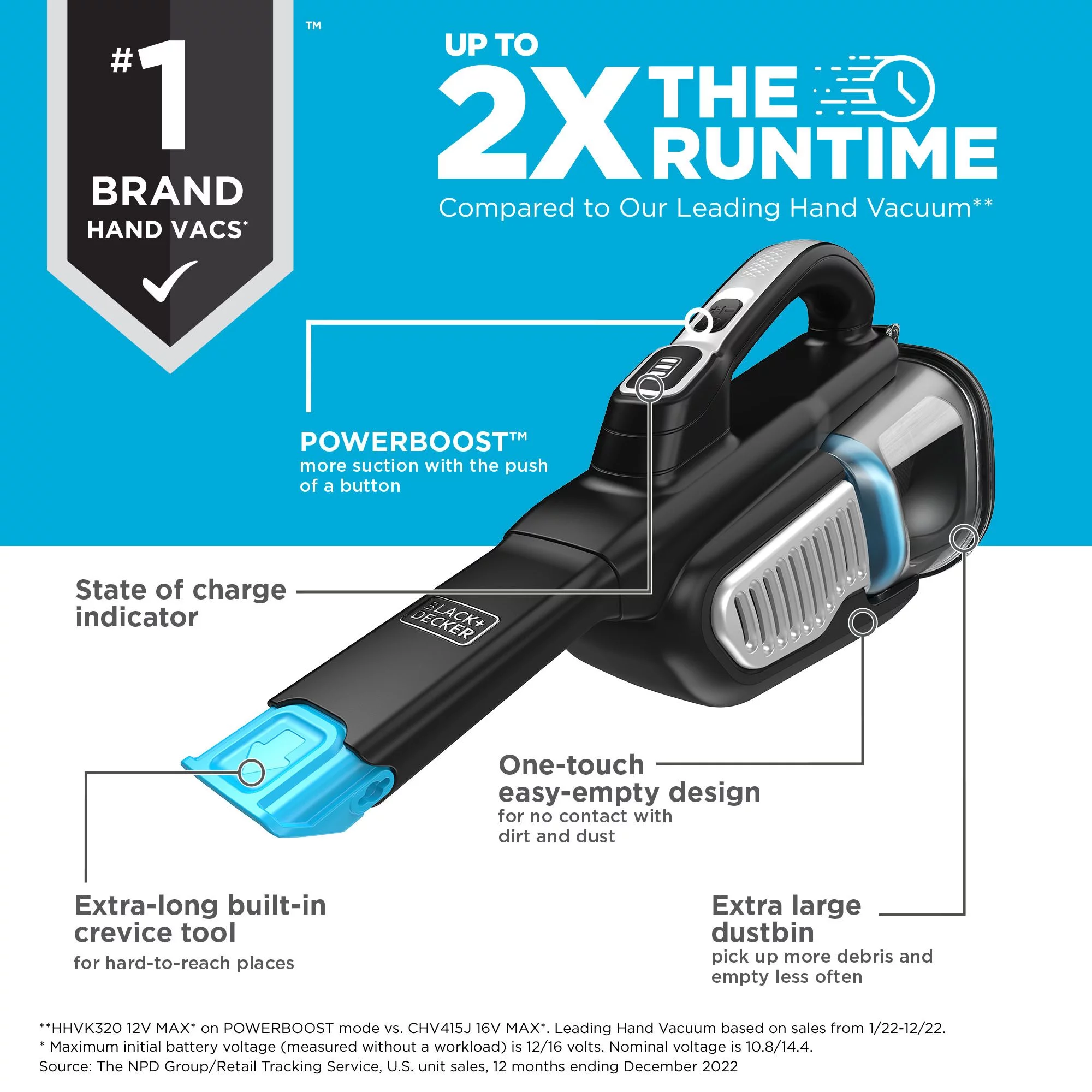 Black+Decker Extra Dustbuster Handheld Vacuum, HHVK320J00W