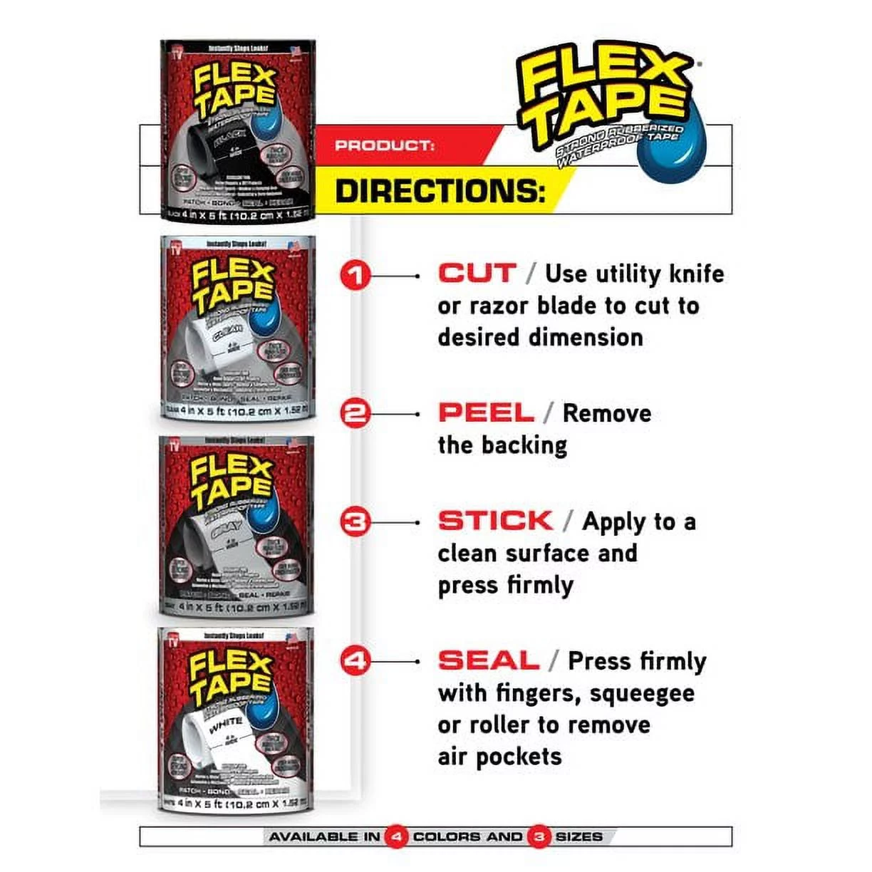 Flex Tape Rubberized Waterproof Tape, 12 inches x 10 feet, Gray