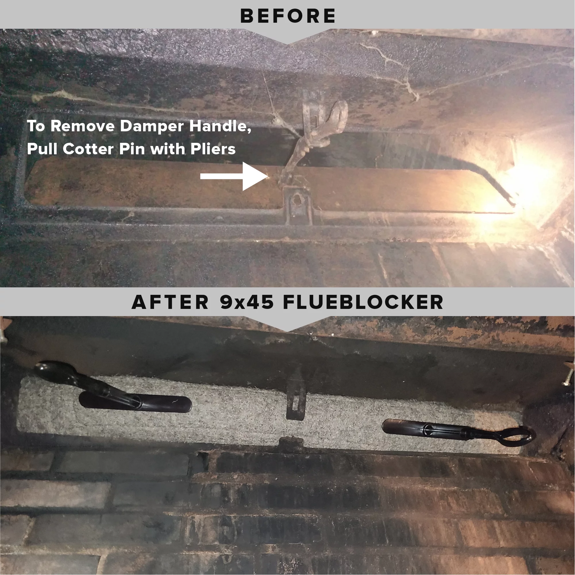 Flueblocker for 9' x 45' Chimney Flue, Chimney Sheep Fireplace Draft Stopper, Rectangular Fireplace Plug