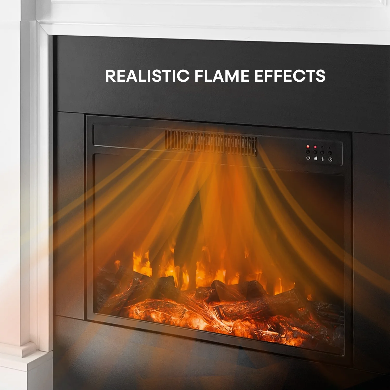 50 Inch White Electric Fireplace with Mantel Freestanding Fireplace with Remote