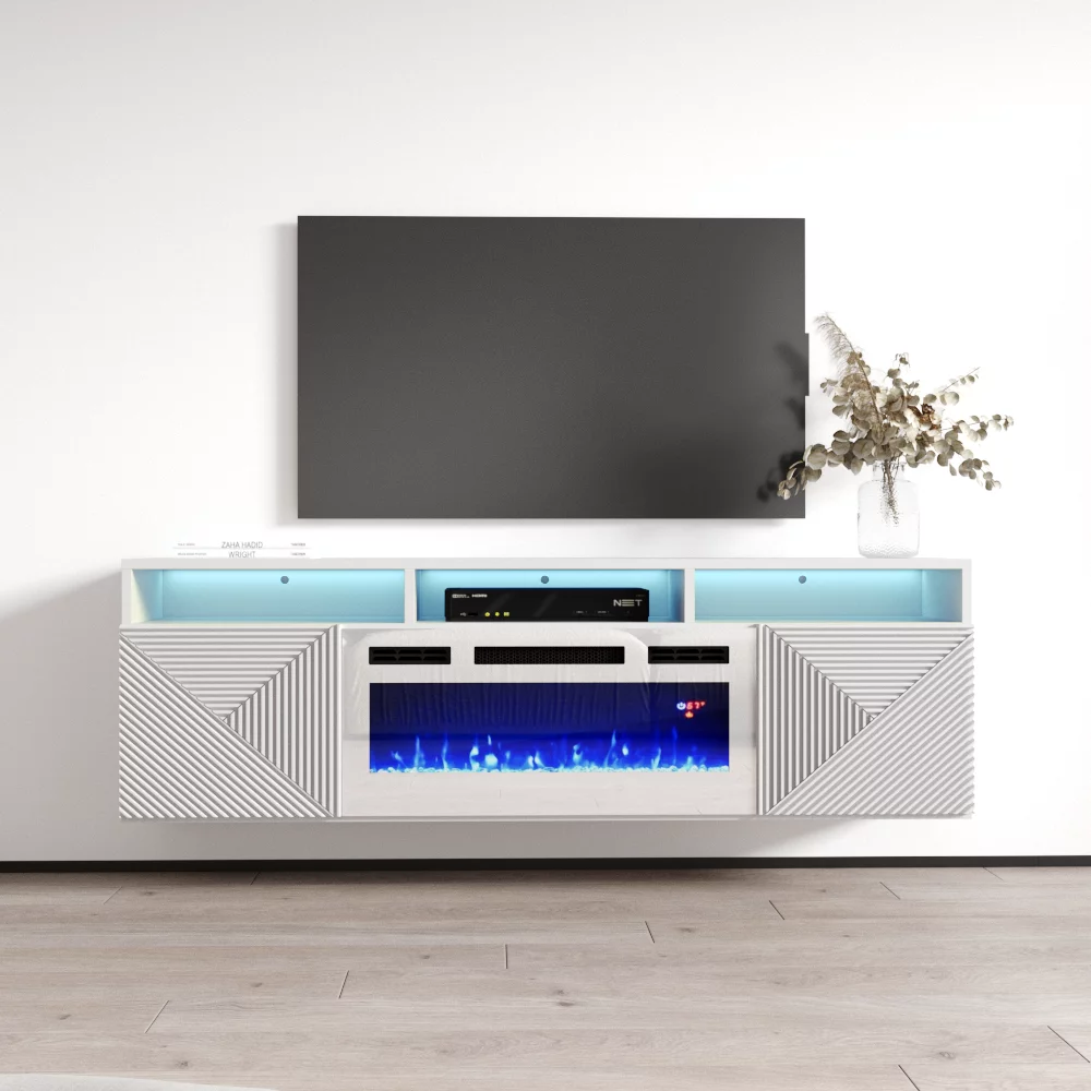 Giza WH-EF Floating Fireplace TV Stand for TVs up to 70