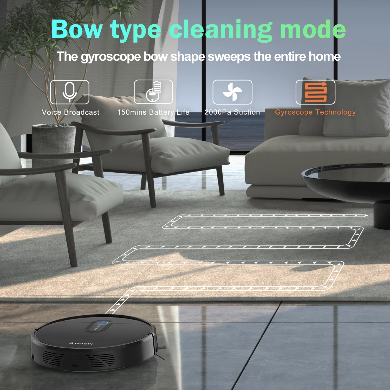 GOOVI Robot Vacuum, Robot Vacuum Cleaner and Mop Combo Black