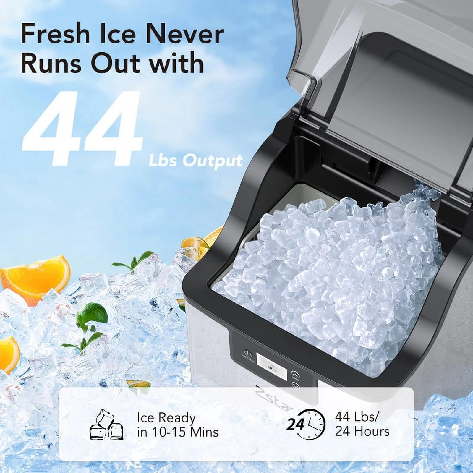 Aoile Nugget Ice Maker Countertop, Self-Cleaning Ice Machine Makes 44lb Ice in 24 Hours, Portable with Ice Scoop