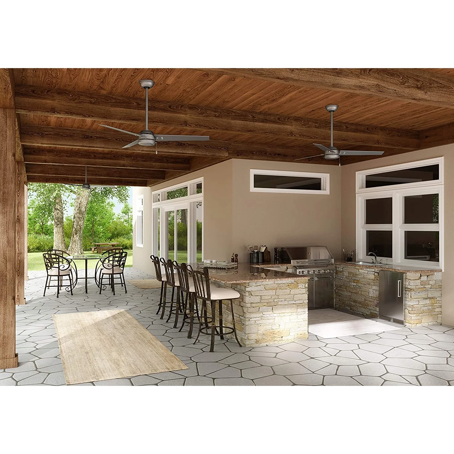 Hunter Fan Company Cassius 44' Indoor/Outdoor Ceiling Fan, Matte Silver