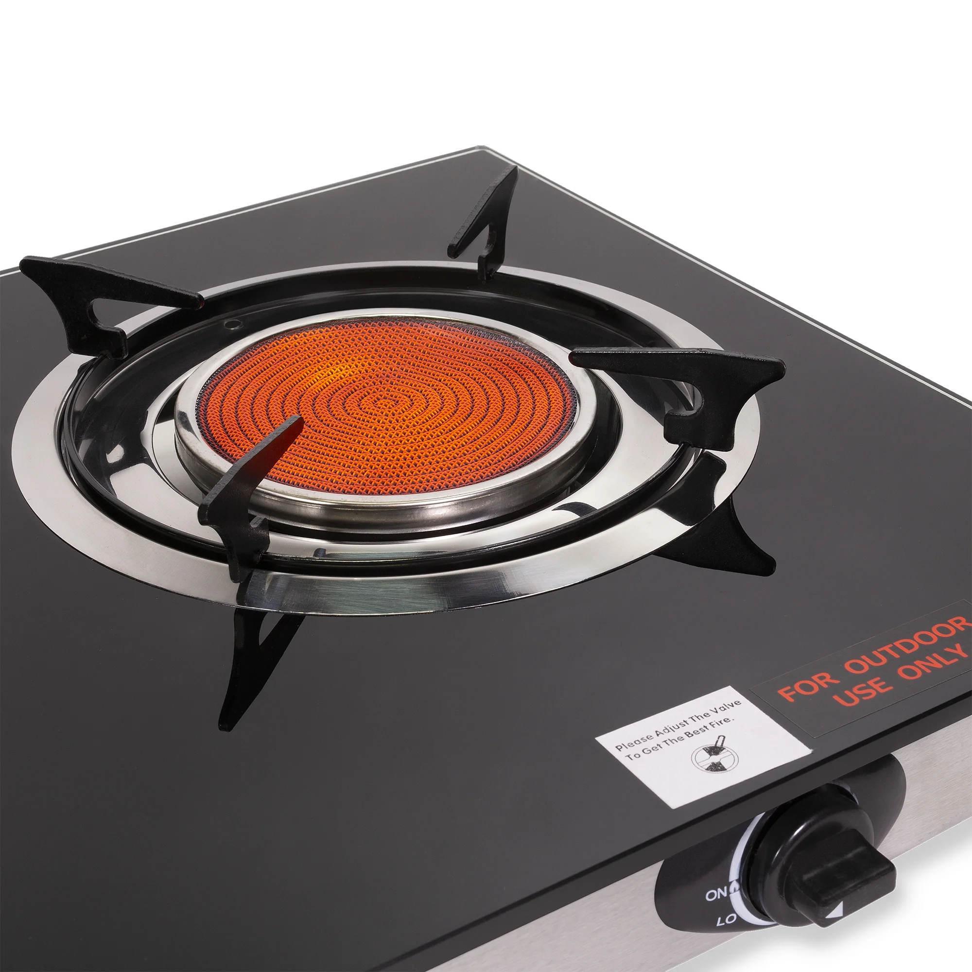 Barton Outdoor Dual Burner Glass Cooktop Auto Ignition Propane Stove Infrared Heat Ceramic Black
