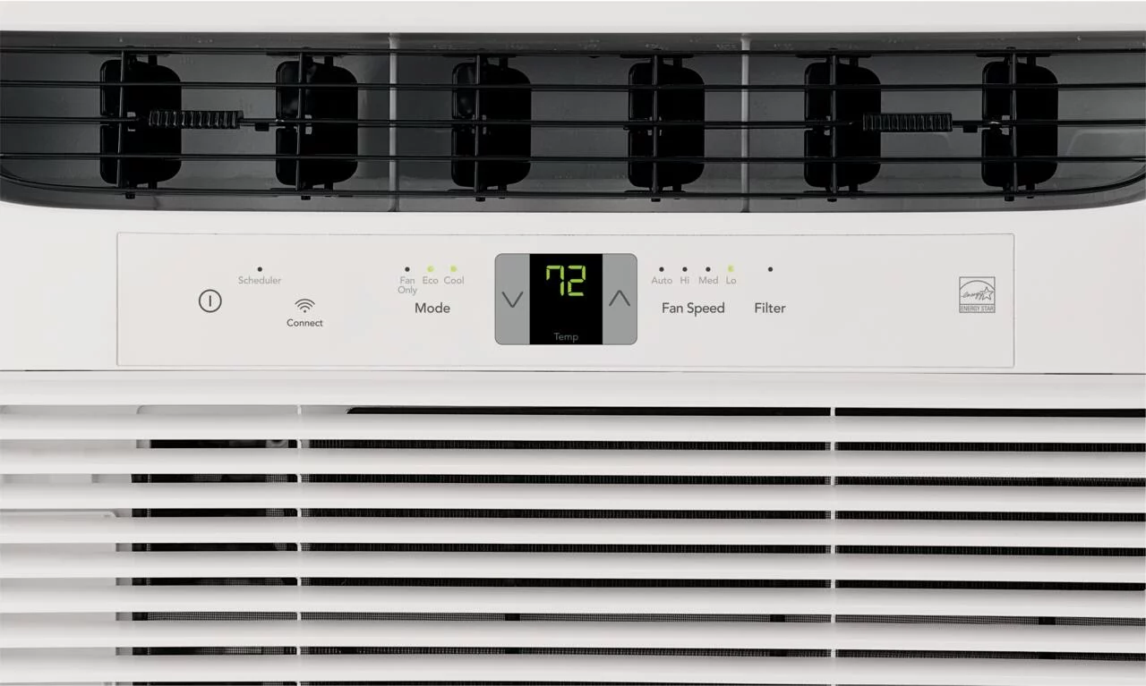Frigidaire FHWW083WB1 19' Window-Mounted Smart Air Conditioner with 8000 BTU Cooling Capacity; Washable Filter; Wi-Fi Connection to the Frigidaire App and Energy Star Grade in White