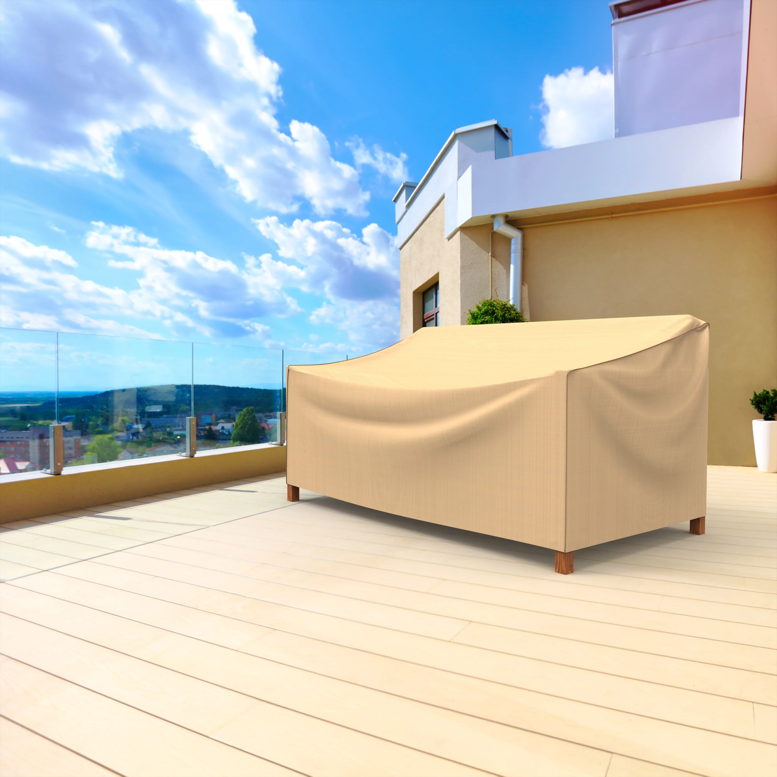 Budge Medium 79'W 37'Deep Beige Brown Patio Sofa Cover, Sedona