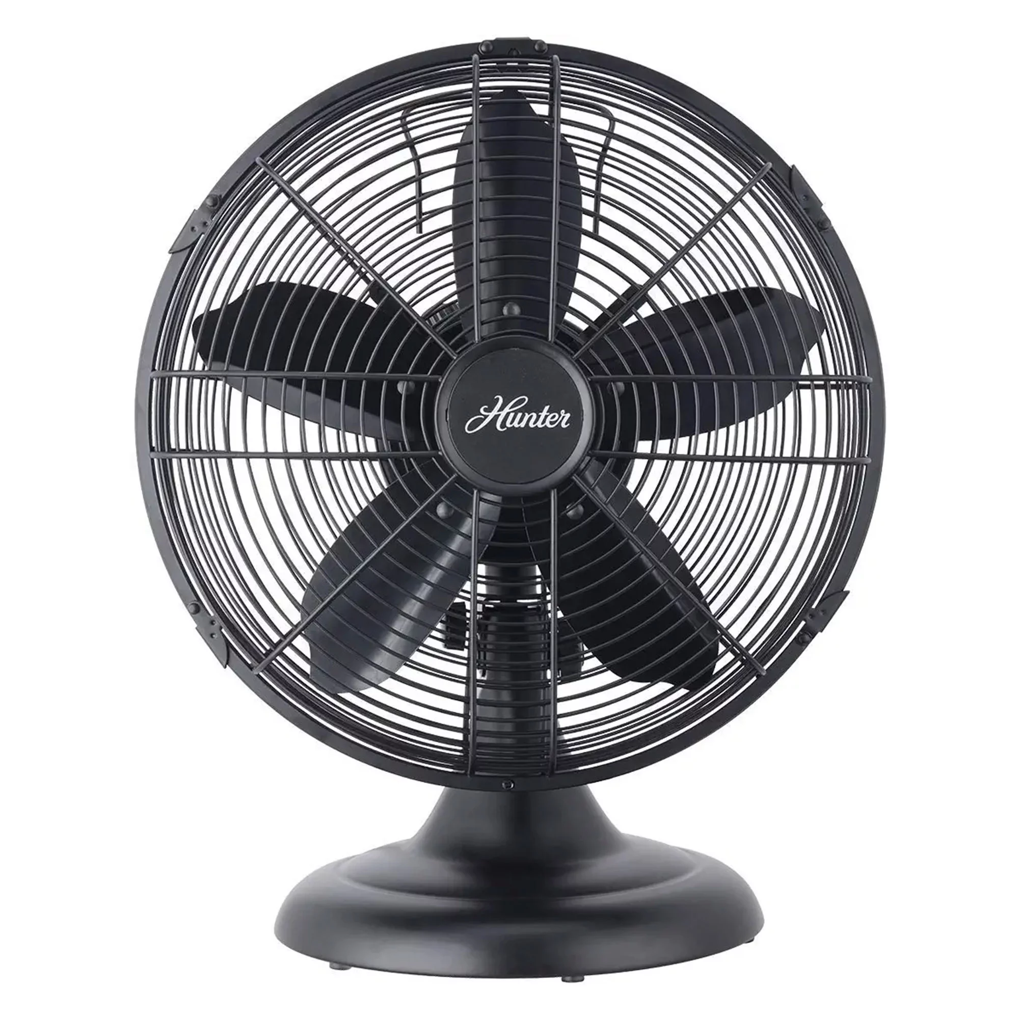 Open Box Hunter 12In All Metal Retro Table Fan, 3 Speeds, Matte Black