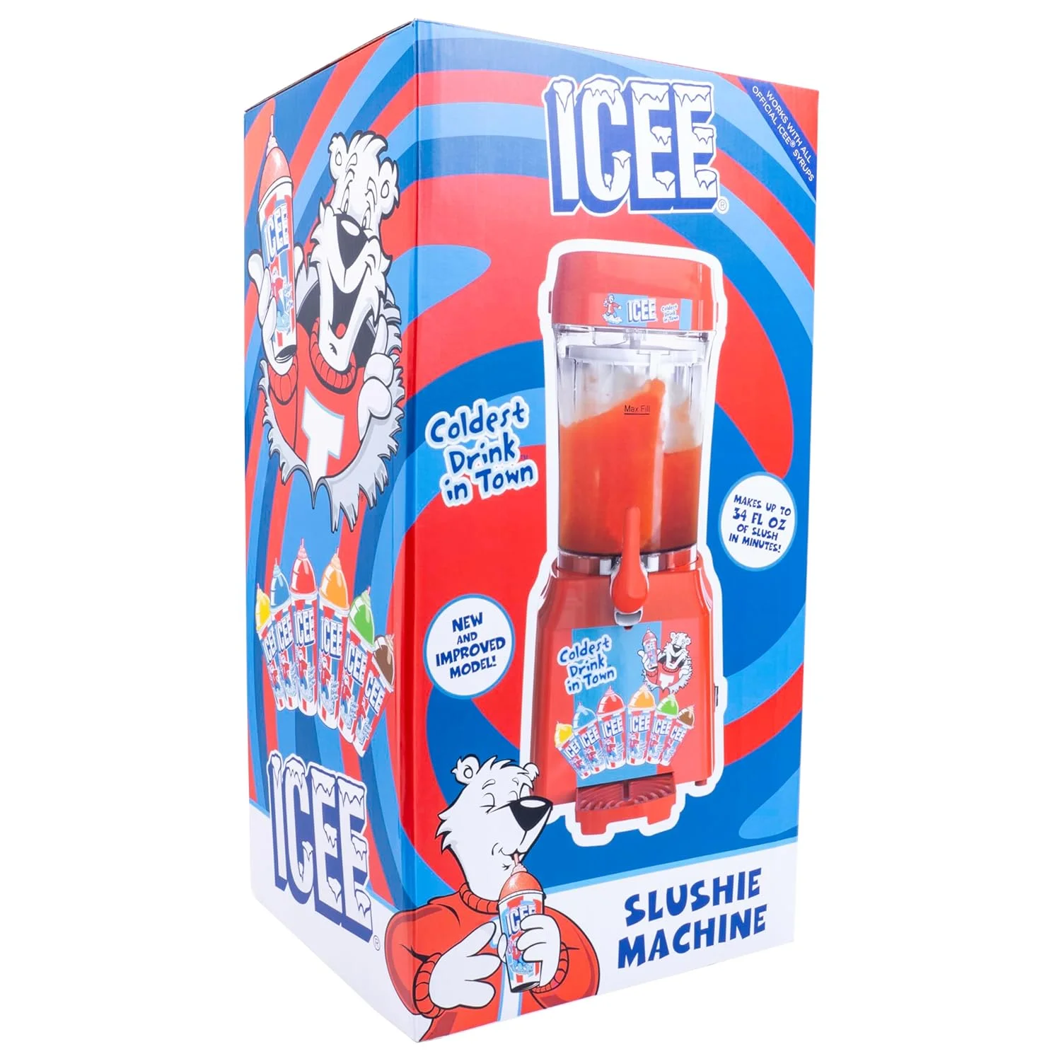 ICEE Home Countertop Slushie Maker. Creates up to 34Floz of Ice Cold ICEE Slushy. Make Ice Cold Slushies at Home! Officially Licensed ICEE Merchandise.