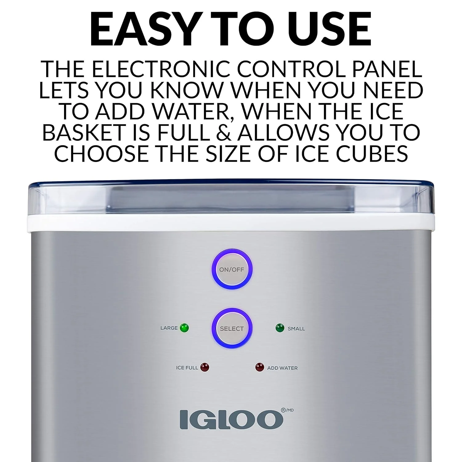Igloo Electric Ice Machine Automatic Countertop Ice Maker with Scoop, Stainless Steel