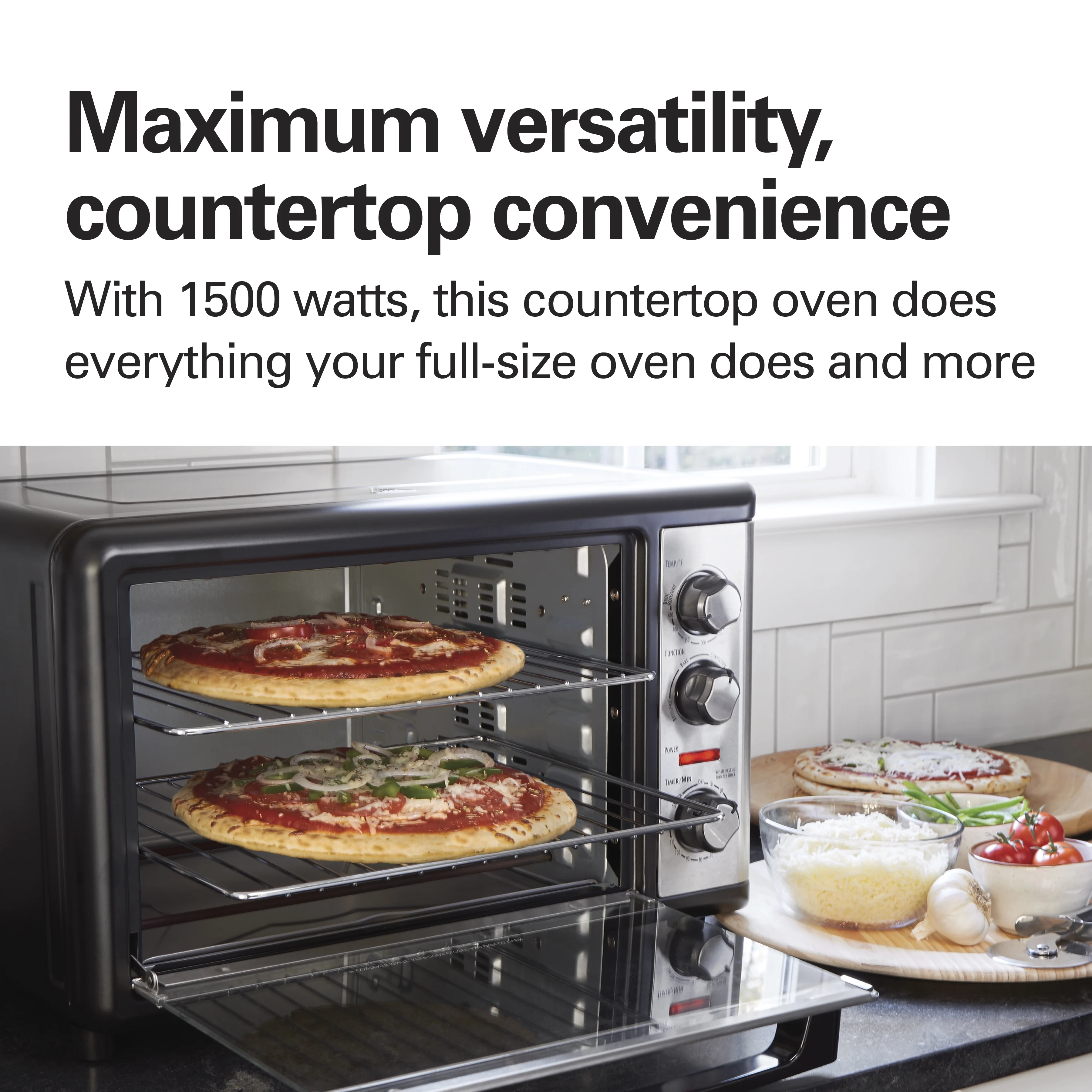 Hamilton Beach Countertop Oven with Convection and Rotisserie, Baking, Broil, Extra Large Capacity, Stainless Steel, 31108