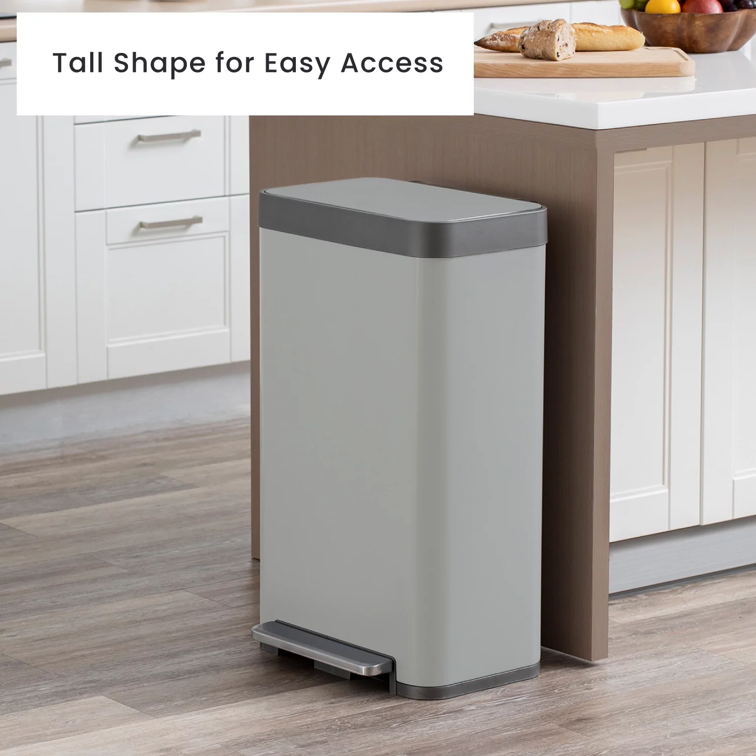 Home Zone Living 18.5 gal/70 Liter Kitchen Garbage Can Stainless Steel, Ocean Fog