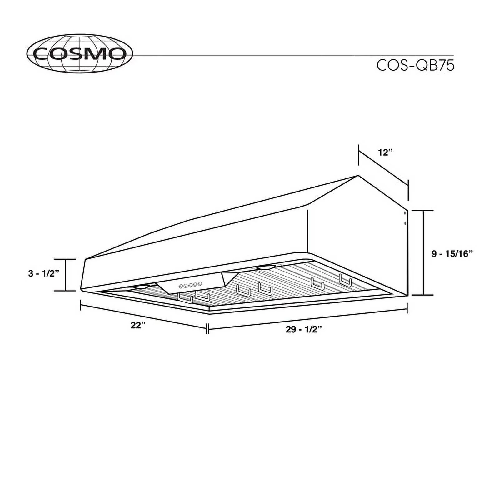 Cosmo COS-QB75 30 in. Ducted Under Cabinet 500 CFM Range Hood in Stainless Steel