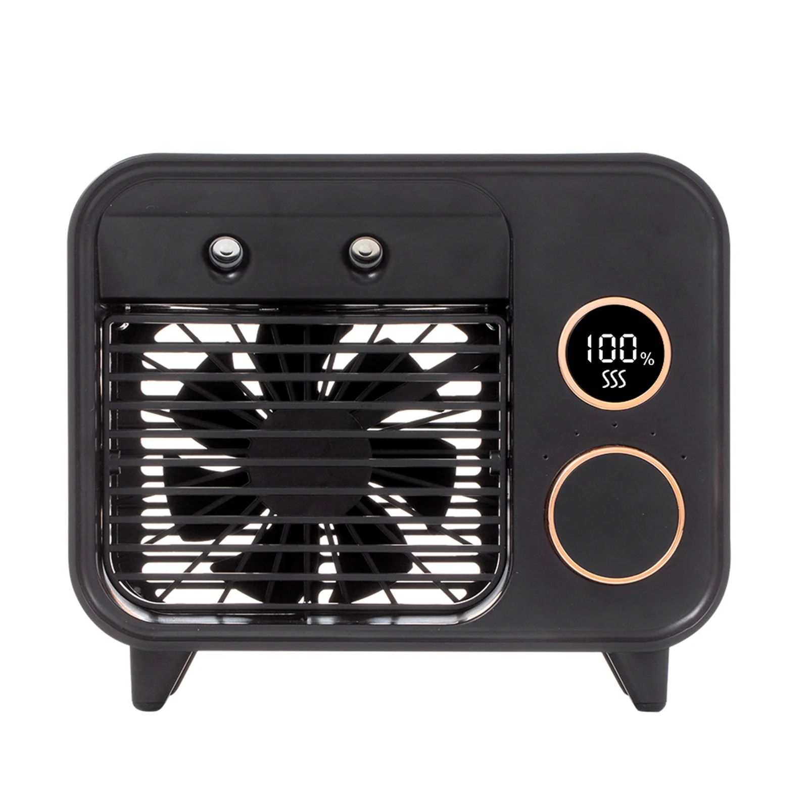 Frogued Air Cooler Humidification Design Five-speed Wind Metal Desktop Water Cooling Fan for Office (Black)