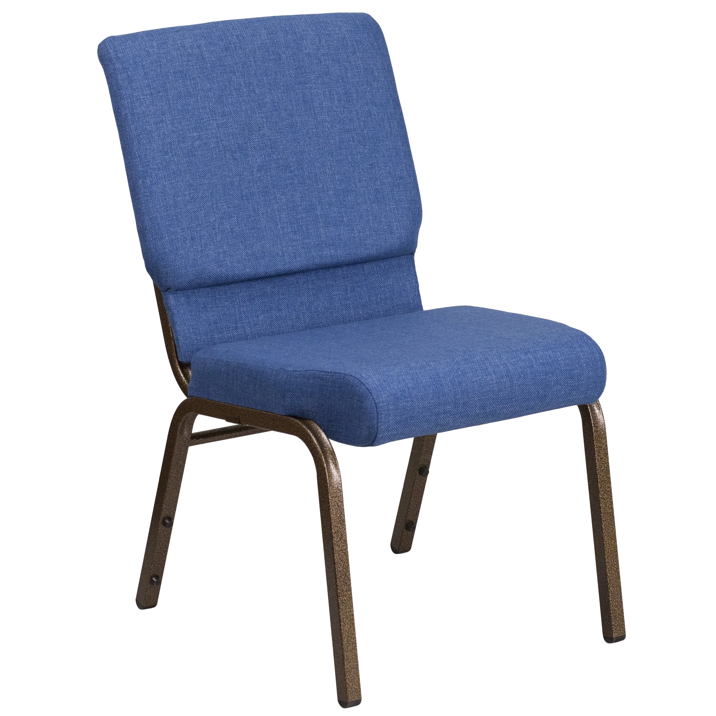Flash Furniture HERCULES Series 18.5''W Stacking Church Chair in Blue Fabric - Gold Vein Frame