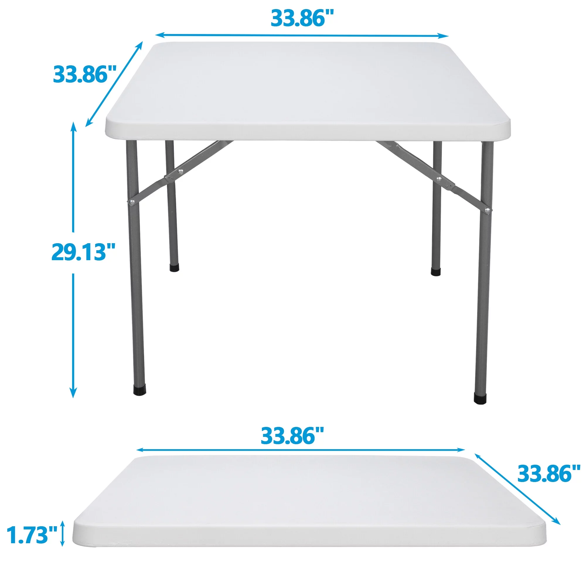 HomGarden 3 foot White Plastic Folding Table, Indoor Outdoor Picnic Party Dining Camp Utility Table