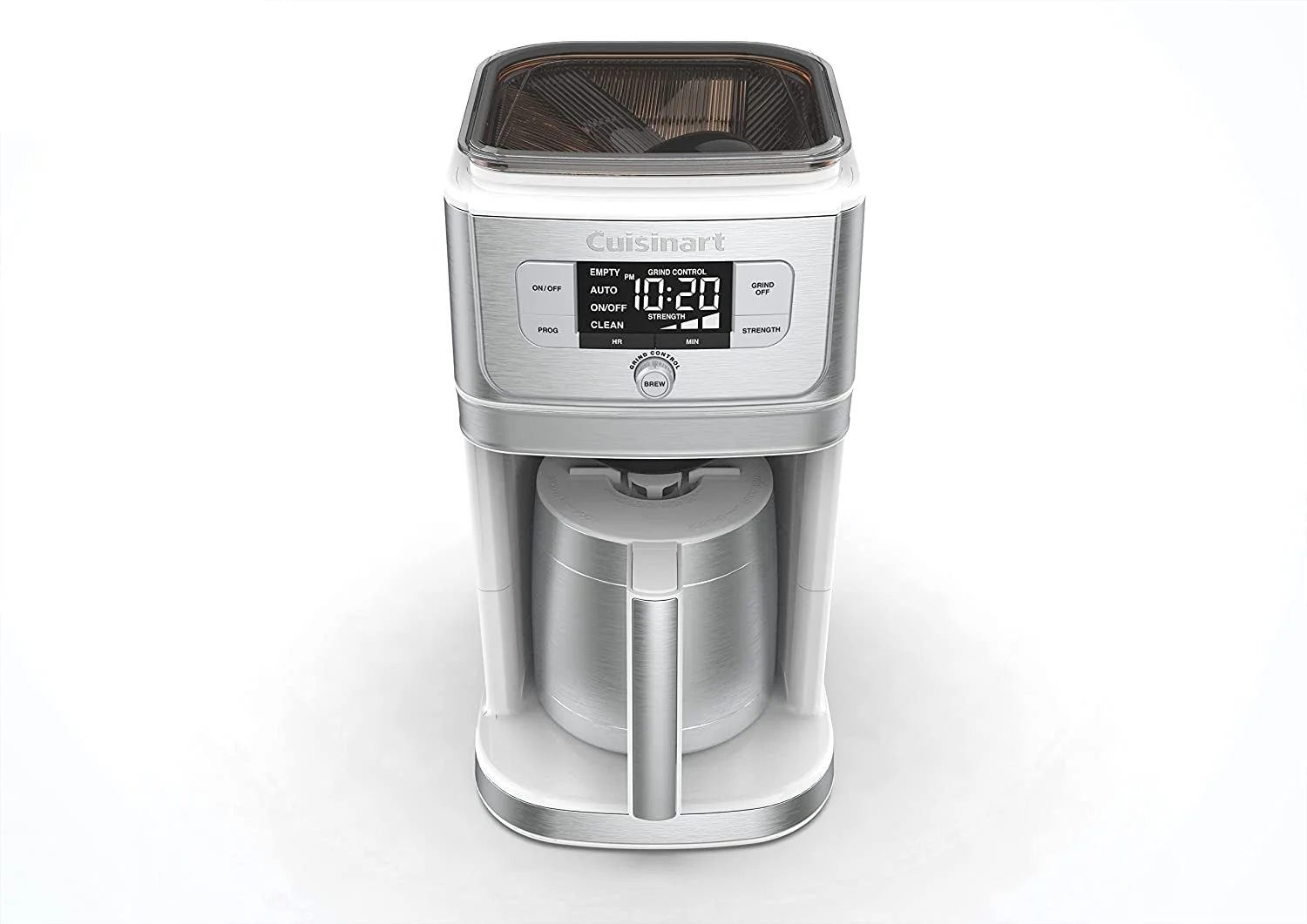Cuisinart DGB-850W Burr Grind & Brew 10-Cup Coffeemaker with Thermal Carafe, White/Stainless Steel, Silver
