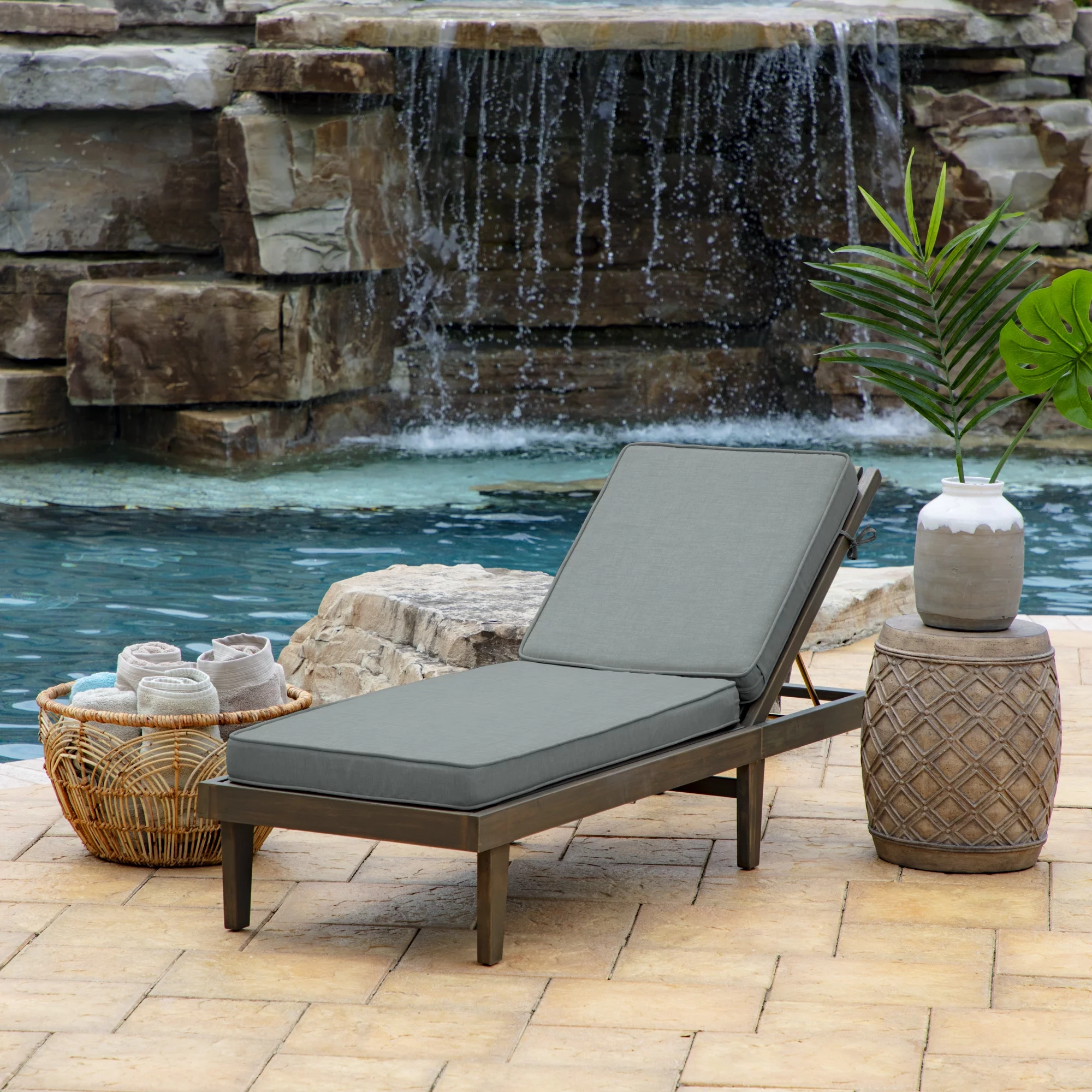 Arden Selections ProFoam 72 x 21 in Outdoor Chaise Cushion Cover, Stone Grey Leala