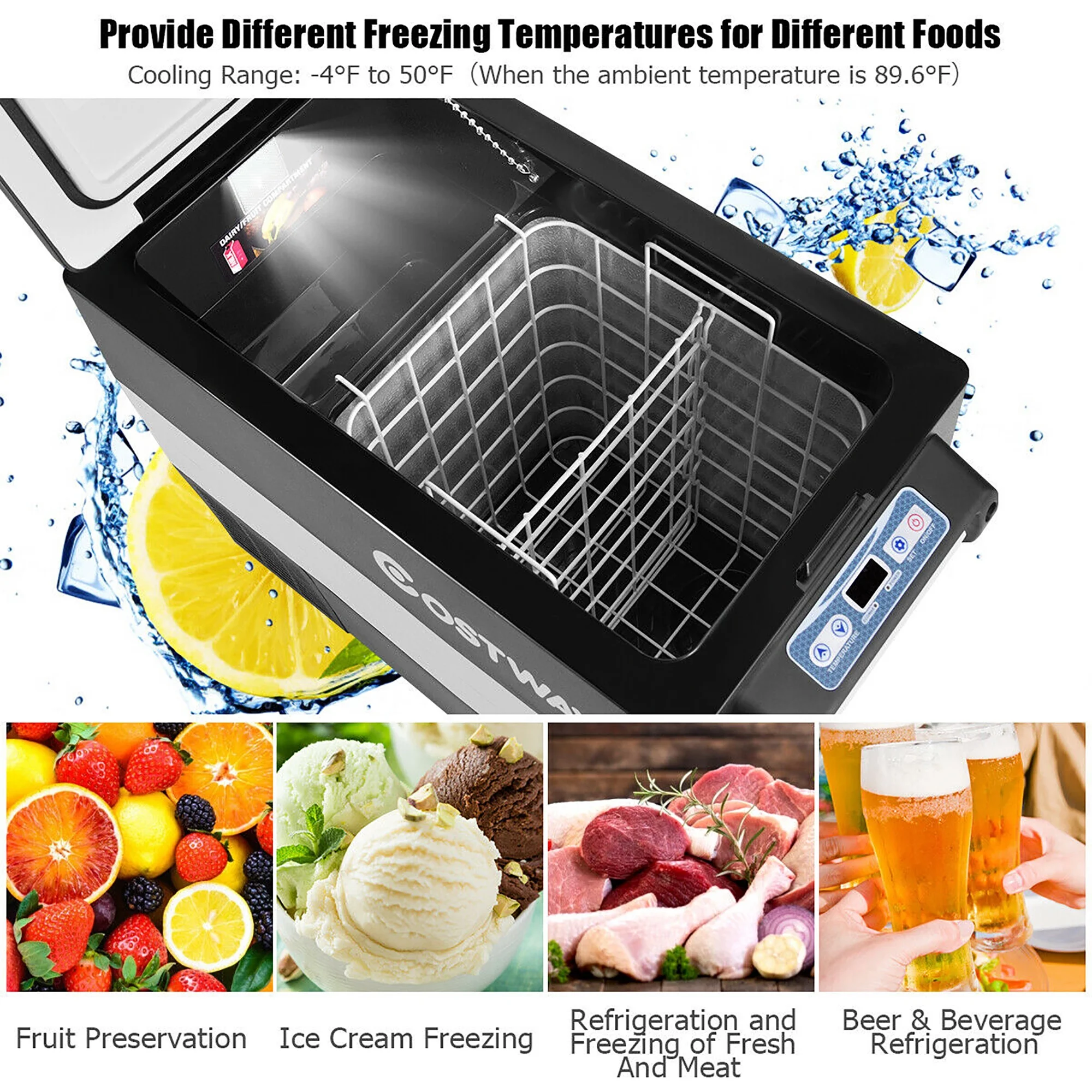 Costway 55 Quart Portable Refrigerator Electric Car Cooler Compressor Freezer Camping